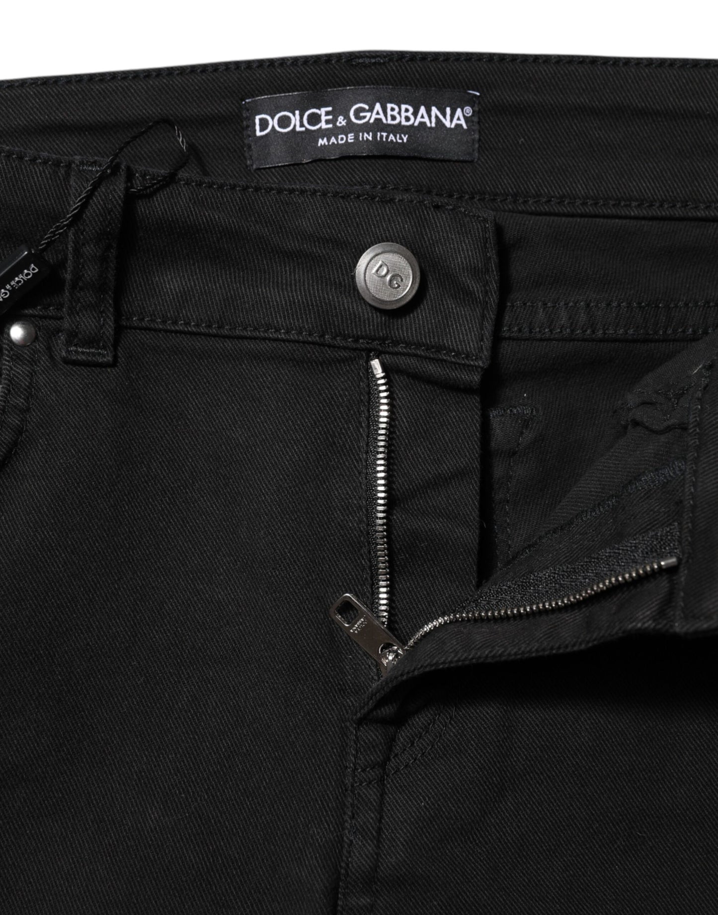 Jean skinny taille moyenne en coton noir Dolce & Gabbana