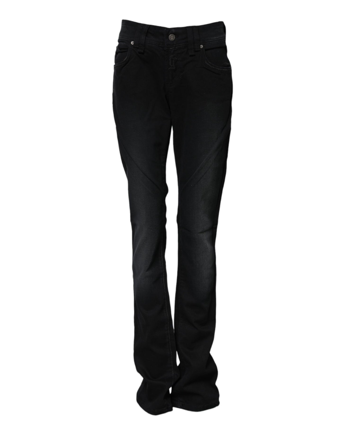 Jean fuselé taille moyenne en coton noir John Galliano
