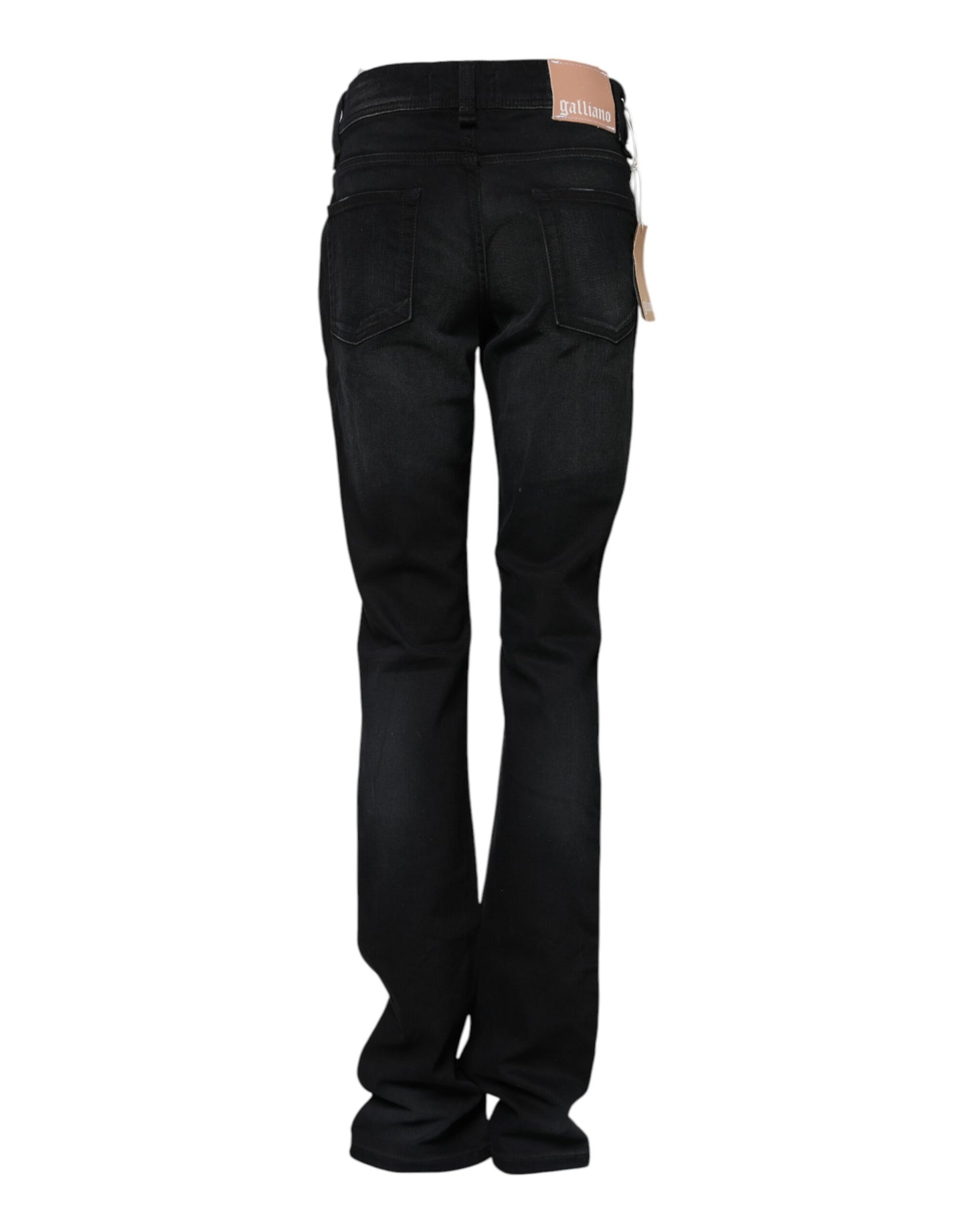 Jean fuselé taille moyenne en coton noir John Galliano