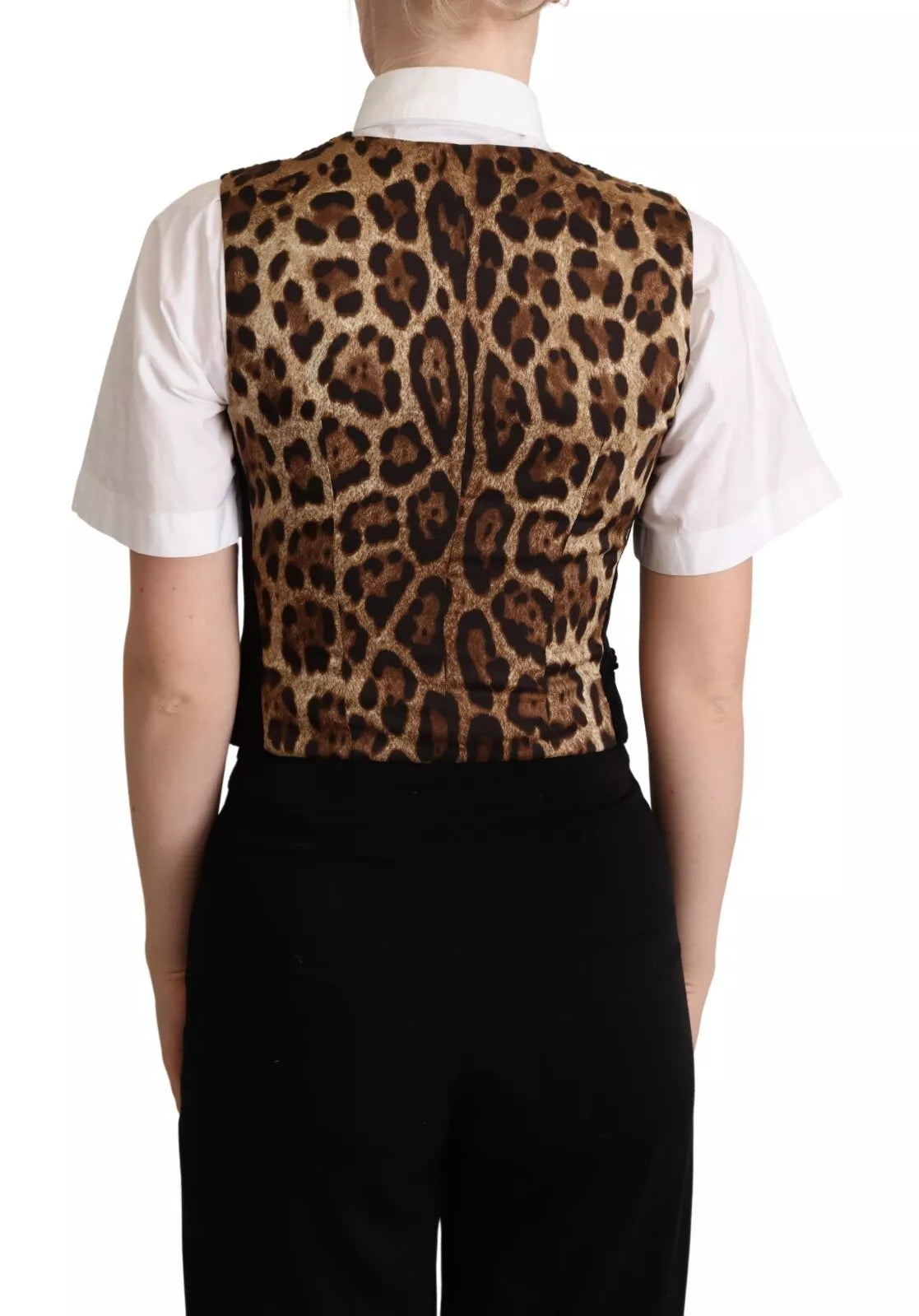 Gilet Dolce & Gabbana à imprimé léopard noir et marron