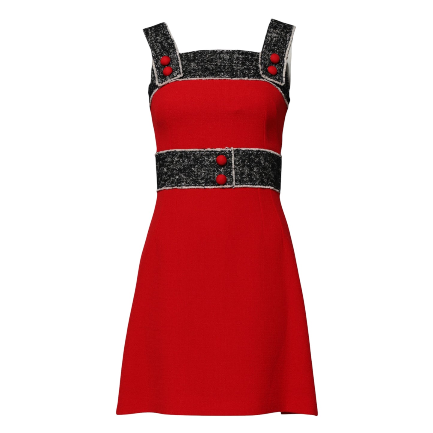 Robe courte évasée trapèze sans manches en laine rouge Dolce & Gabbana