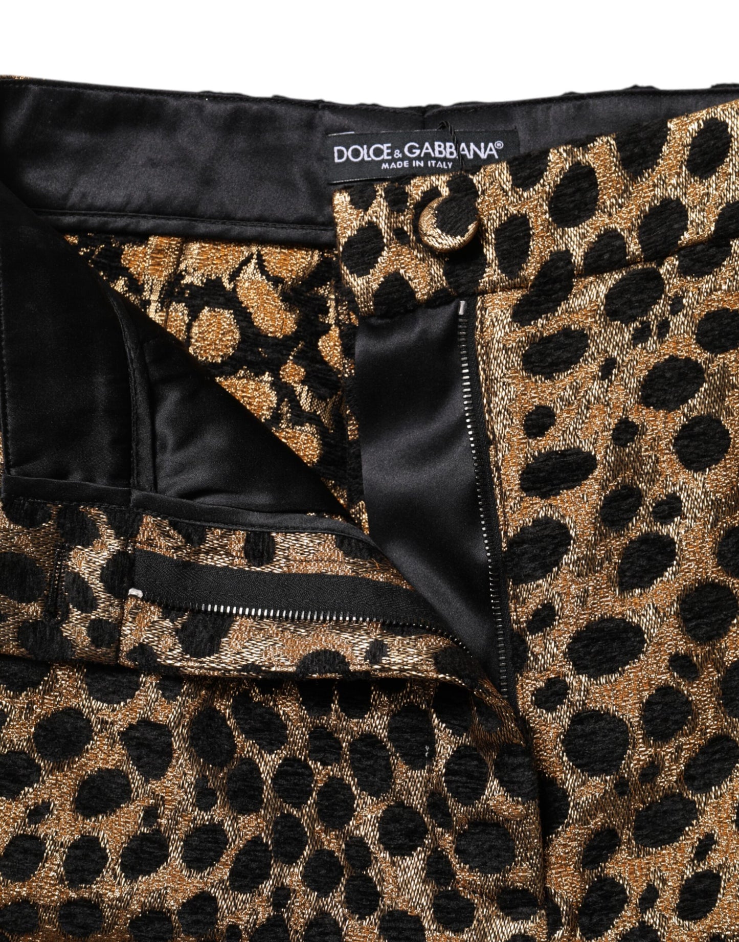 Short taille haute à imprimé léopard marron Dolce & Gabbana