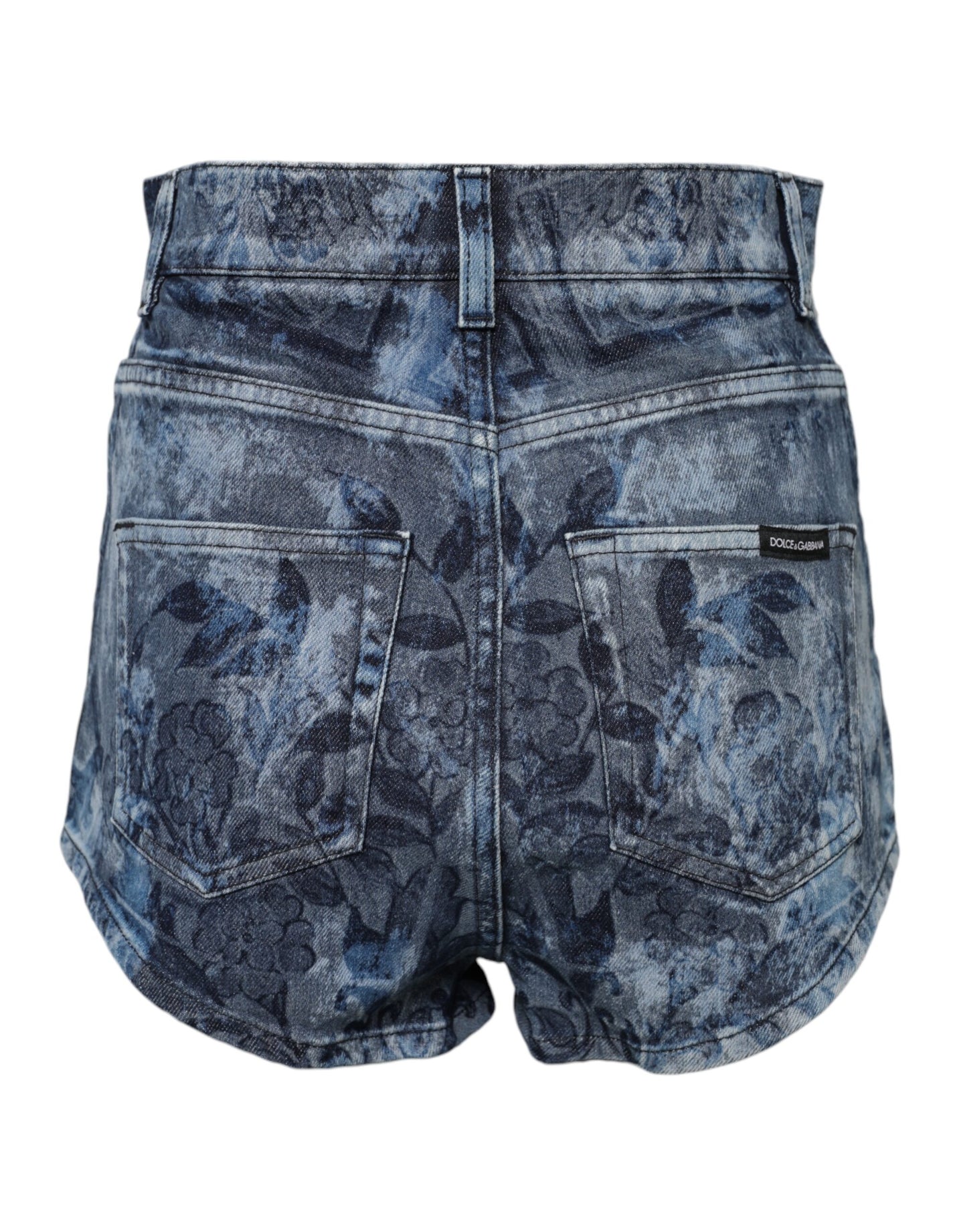 Short en denim bleu à imprimé floral Dolce & Gabbana