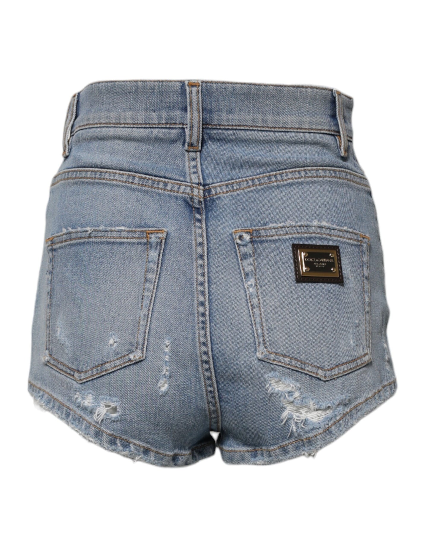 Short en denim bleu déchiré Dolce & Gabbana en coton