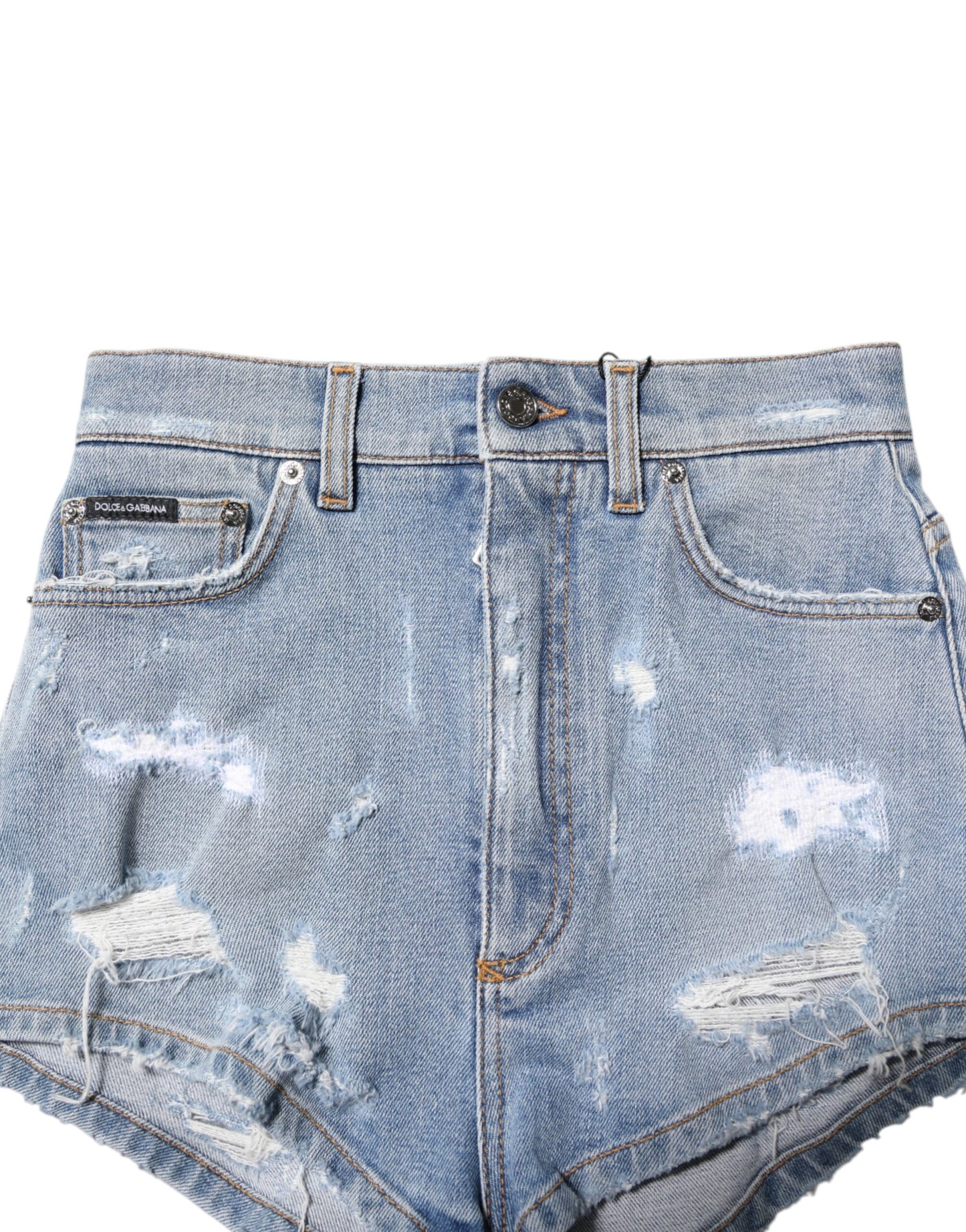 Short en denim bleu déchiré Dolce & Gabbana en coton