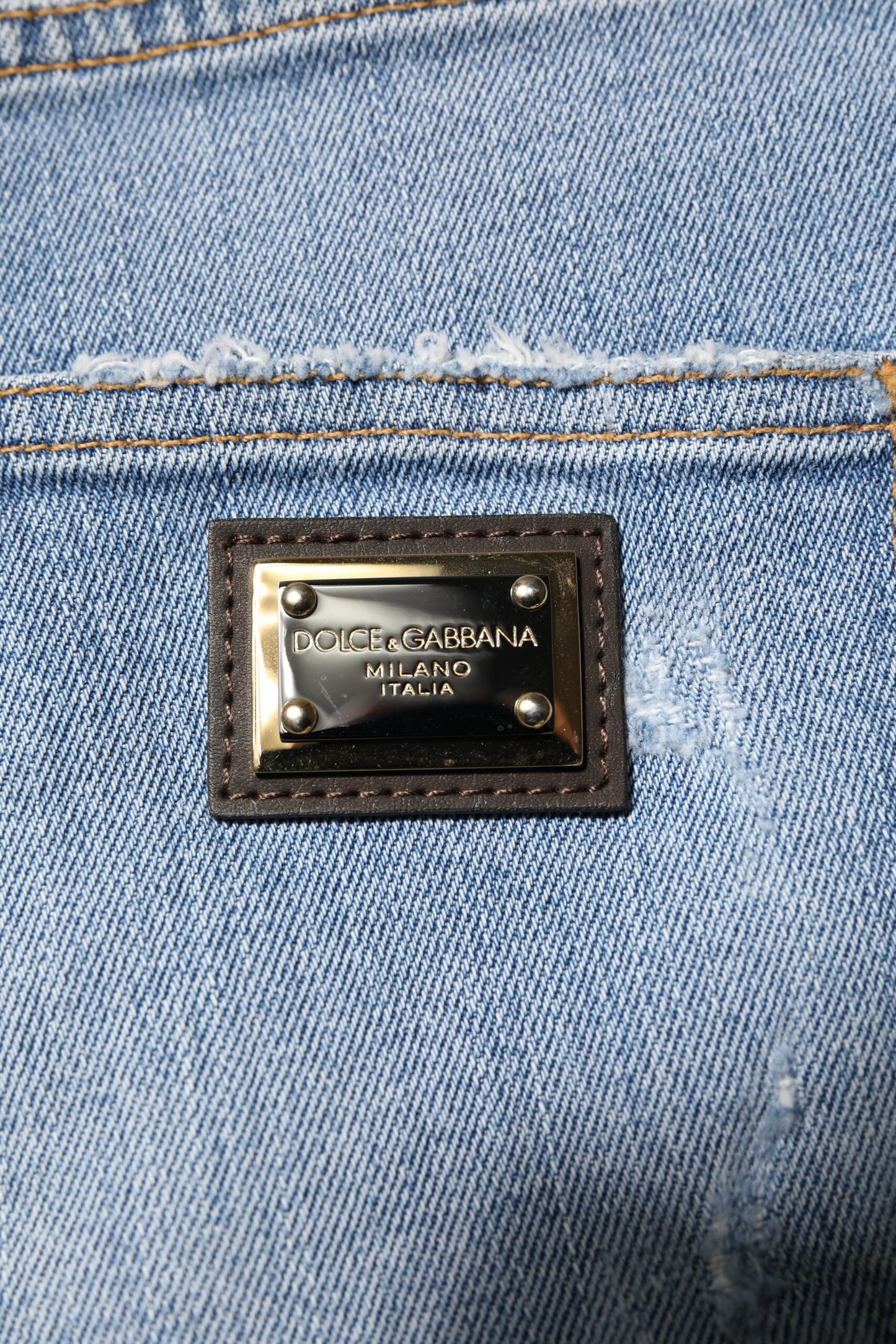 Short en denim bleu déchiré Dolce & Gabbana en coton