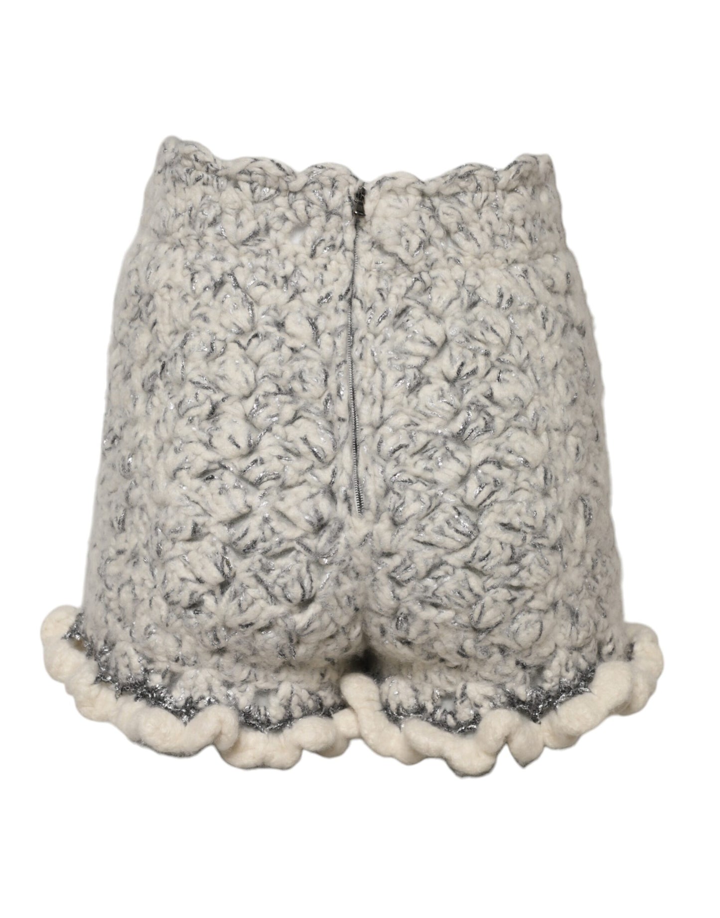 Dolce & Gabbana Metallic-Bouclé-Strickshorts aus Kaschmir mit Rüschen
