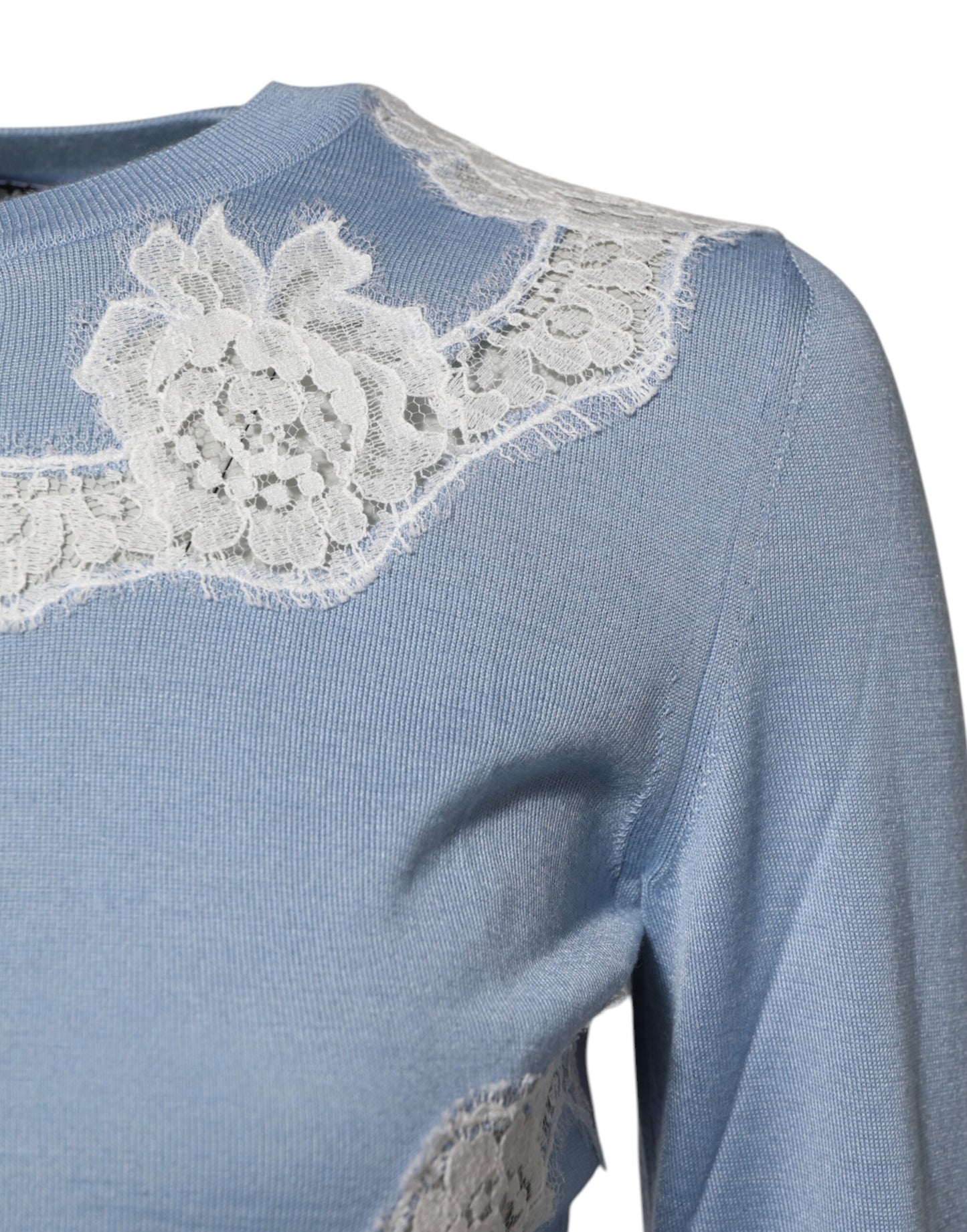 Dolce & Gabbana Blauer Cardigan mit floraler Spitze