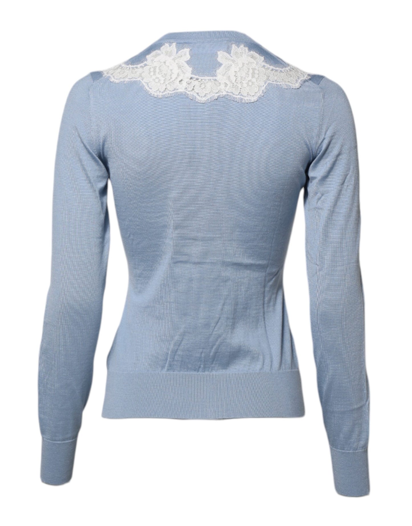 Dolce & Gabbana Blauer Cardigan mit floraler Spitze