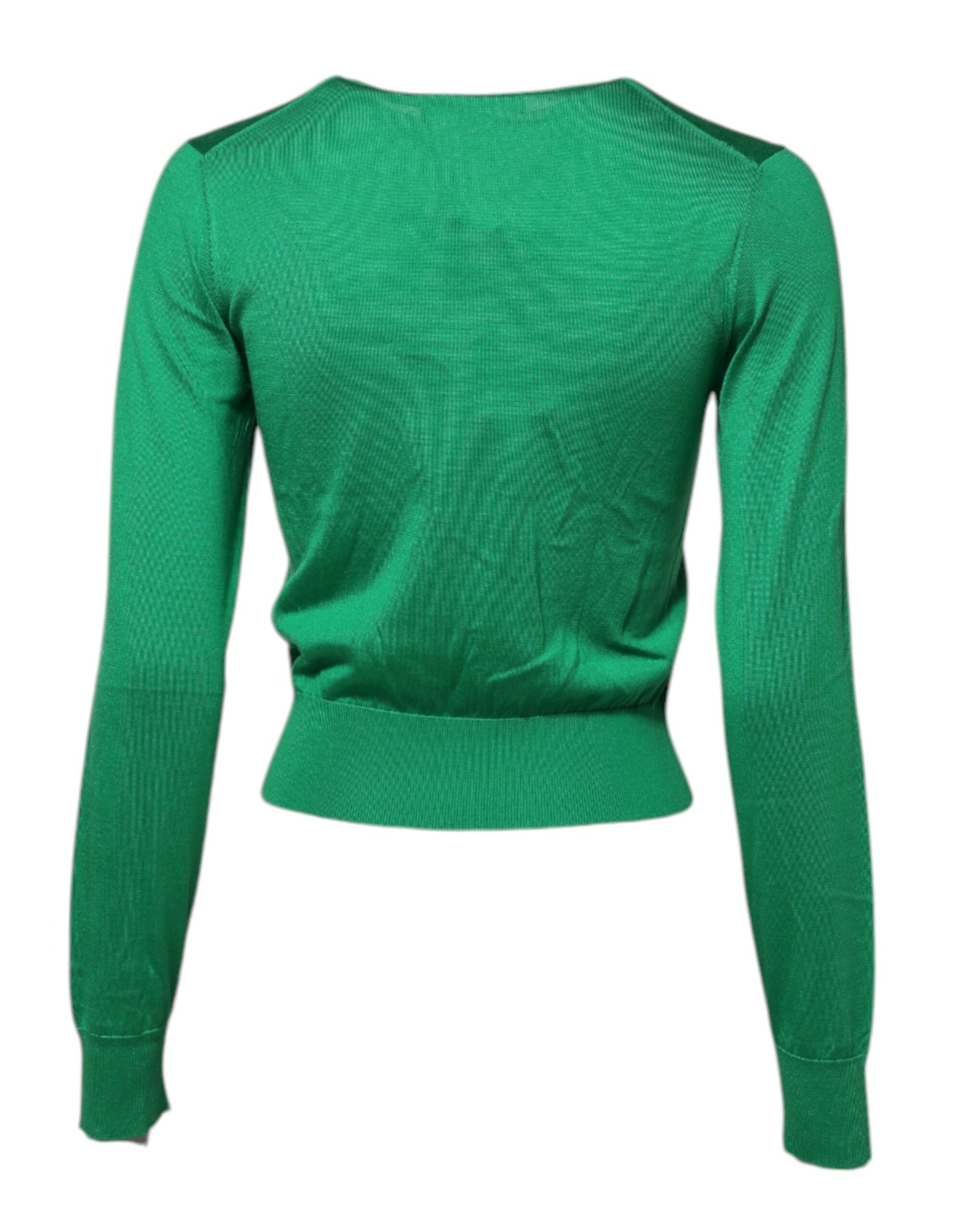 Pull en soie vert à détails floraux Dolce & Gabbana