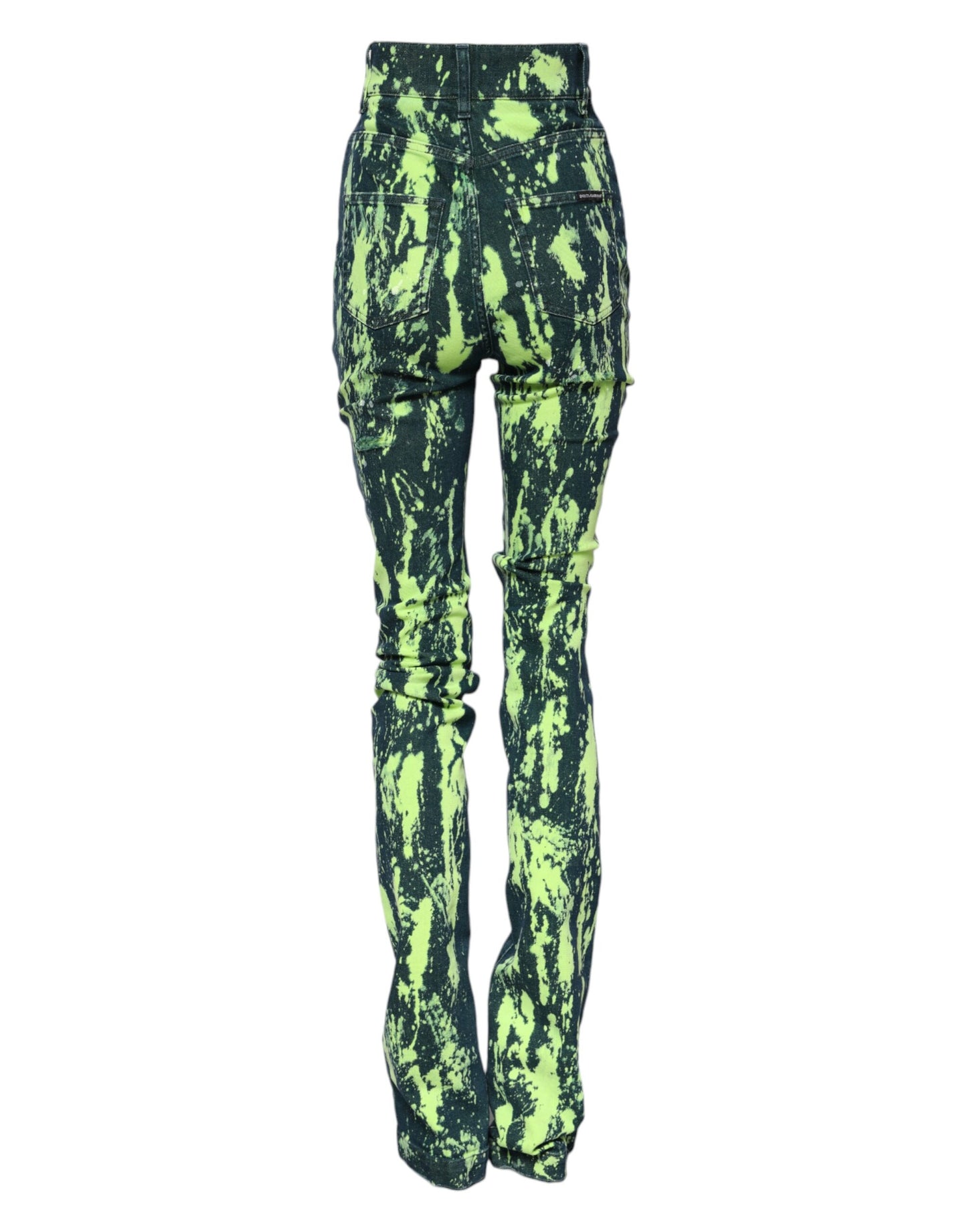 Jean taille haute en denim vert Dolce & Gabbana Color Splash