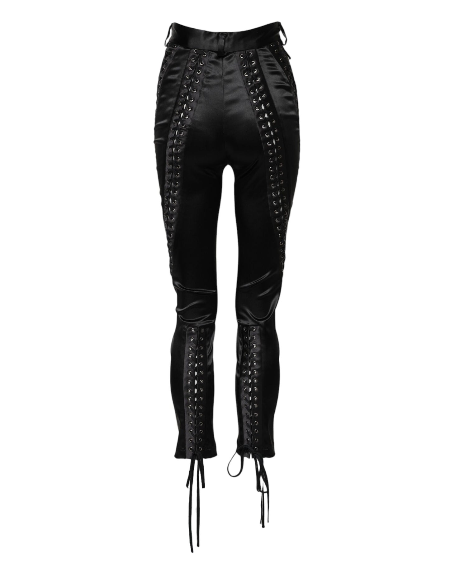 Pantalon skinny taille haute à détails en dentelle noire Dolce & Gabbana