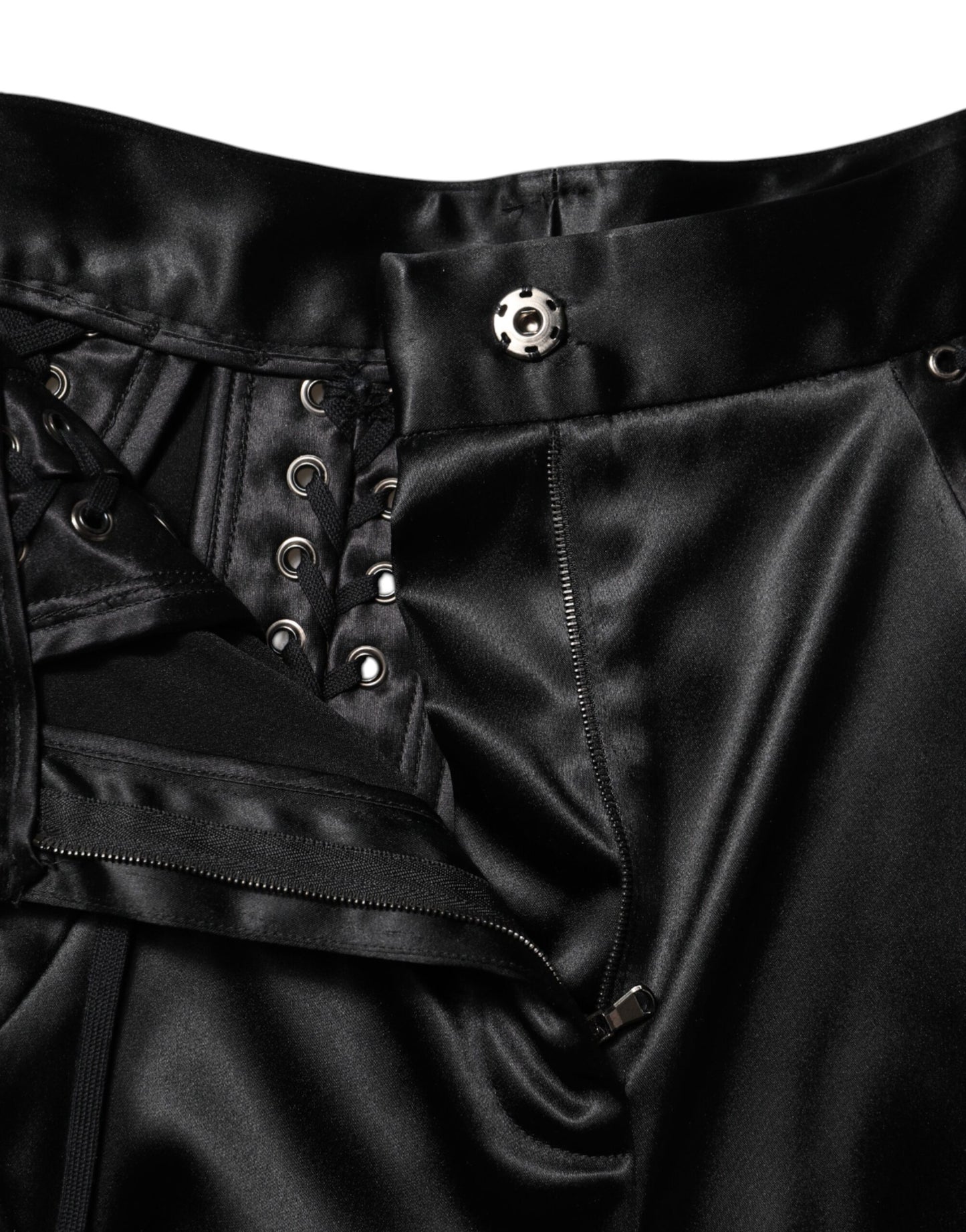 Pantalon skinny taille haute à détails en dentelle noire Dolce & Gabbana