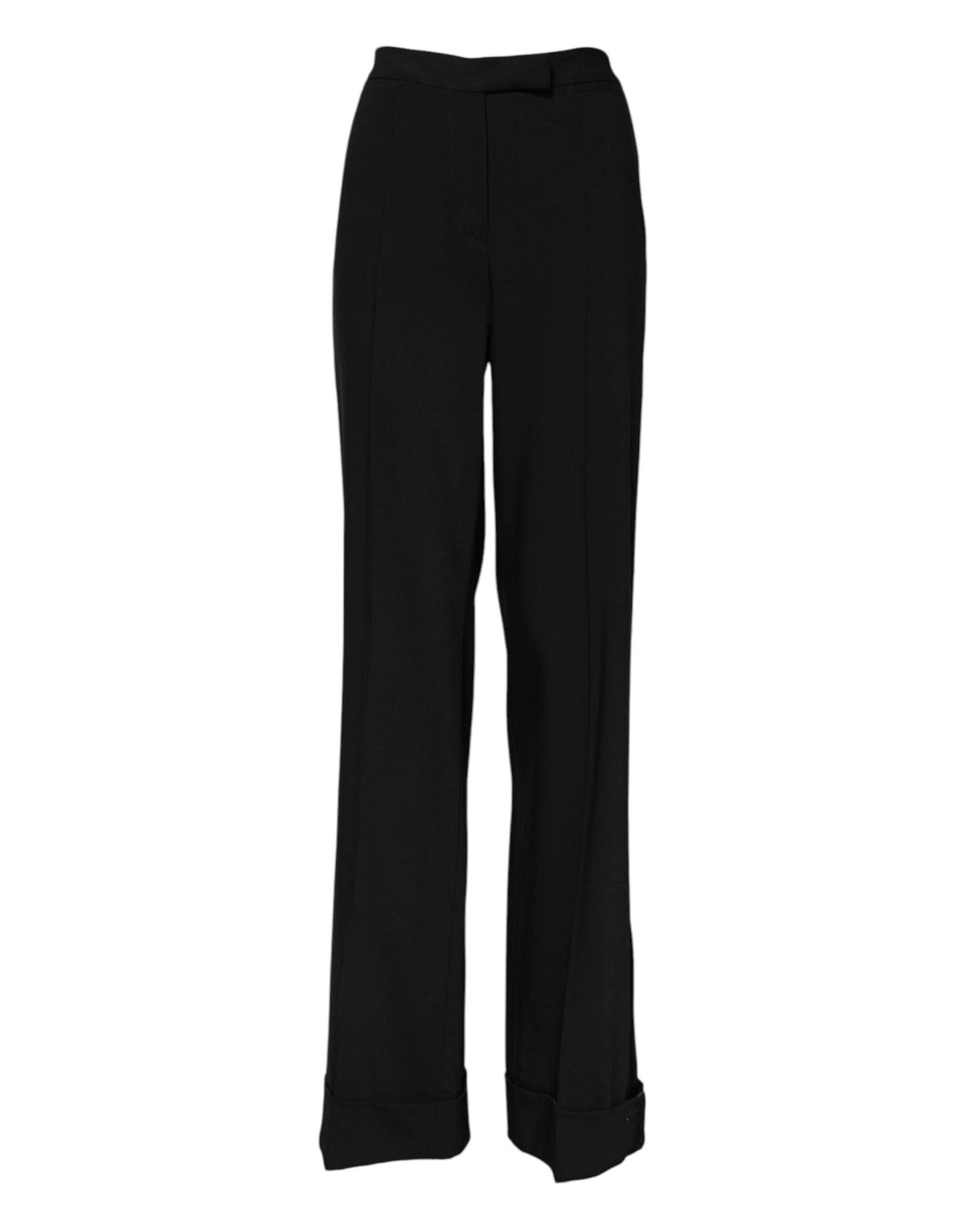 Pantalon évasé taille haute en laine noire Dolce & Gabbana