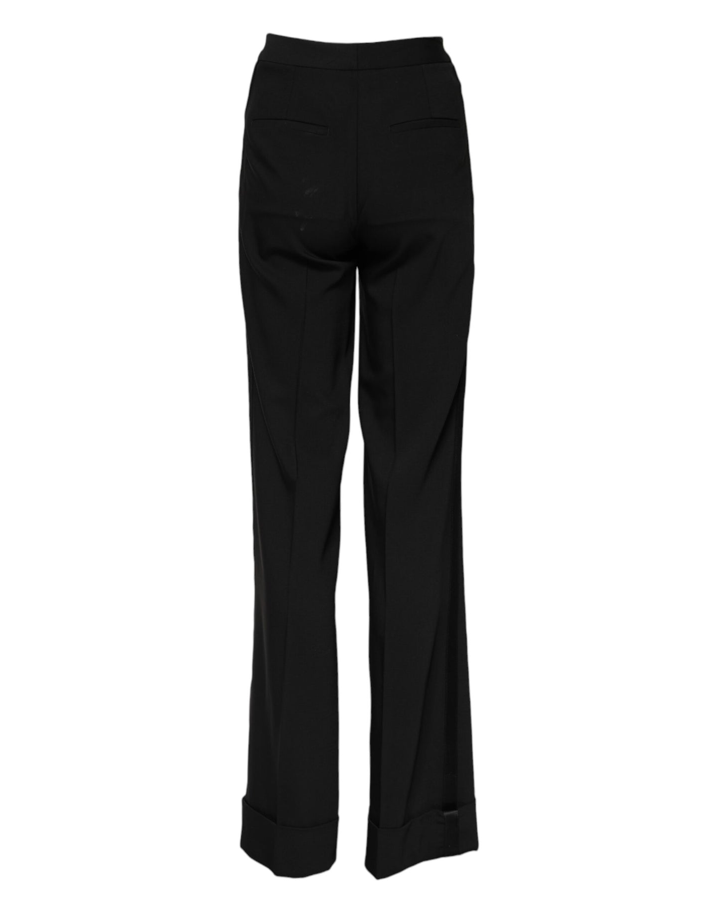 Pantalon évasé taille haute en laine noire Dolce & Gabbana