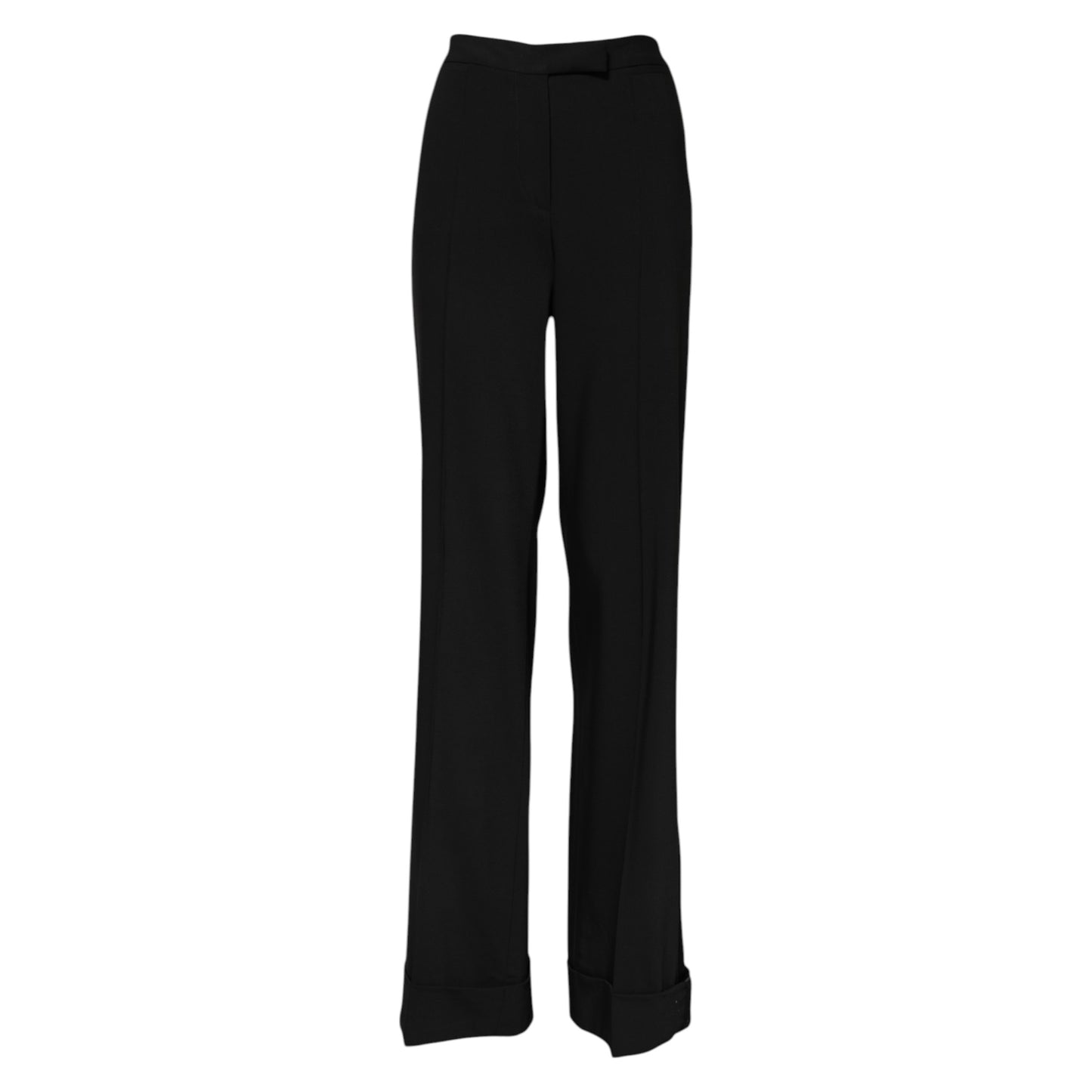 Pantalon évasé taille haute en laine noire Dolce & Gabbana