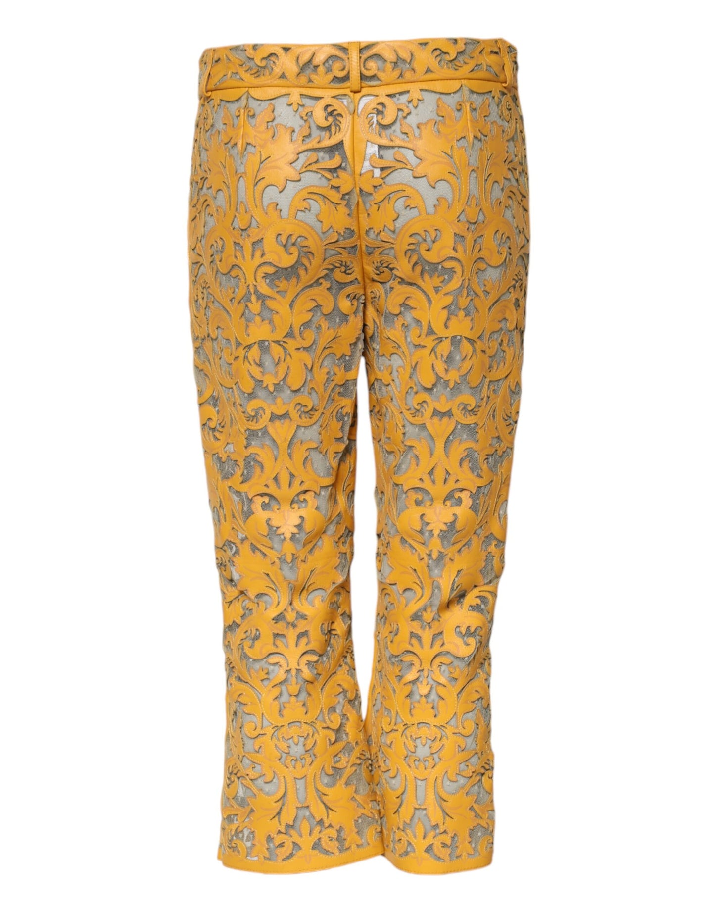 Pantalon capri taille moyenne en dentelle florale jaune Dolce & Gabbana