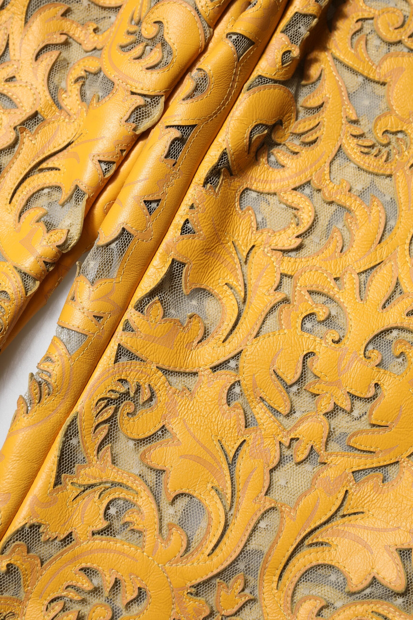 Dolce & Gabbana Yellow Floral Lace Mid Waist Capri Pants