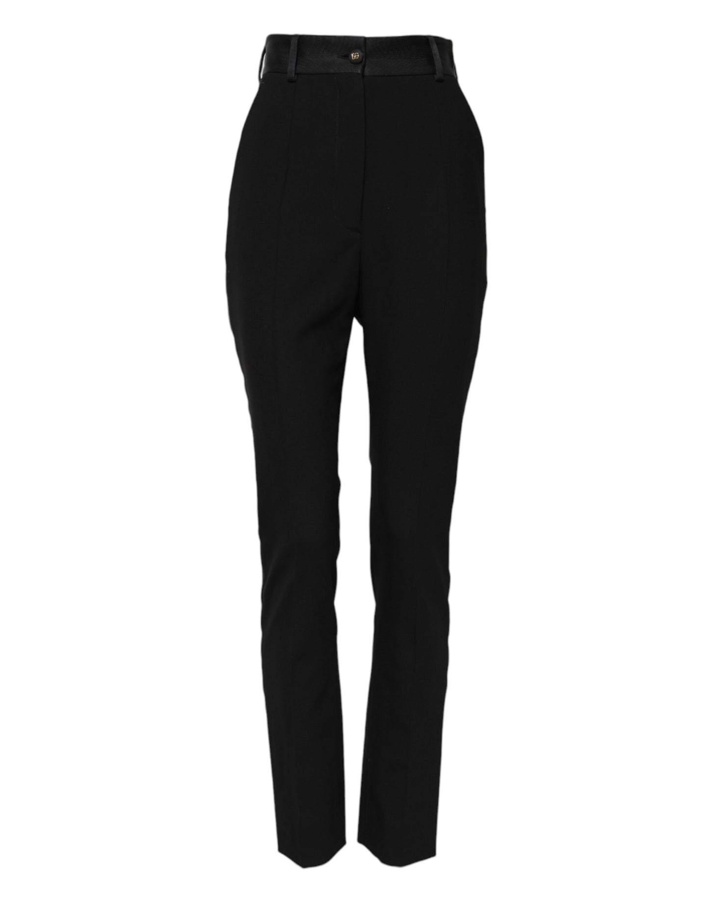 Pantalon skinny taille haute en laine noire Dolce & Gabbana