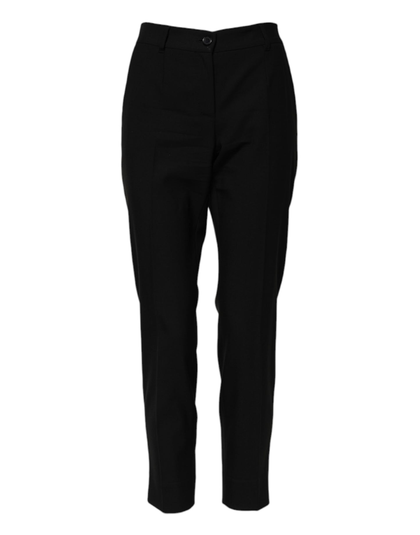 Pantalon fuselé taille haute en laine noire Dolce & Gabbana