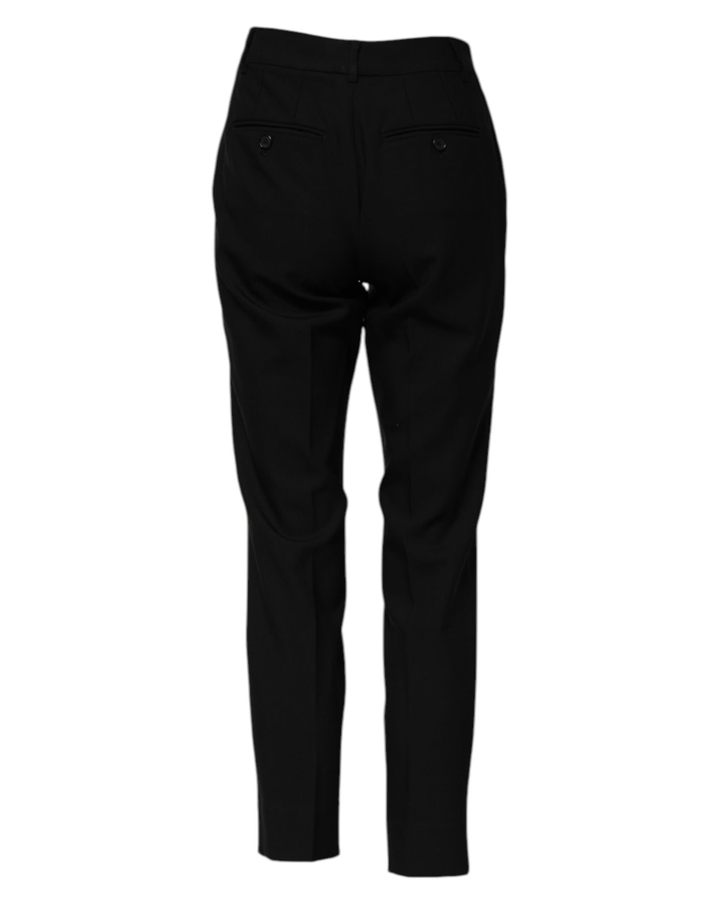 Pantalon fuselé taille haute en laine noire Dolce & Gabbana
