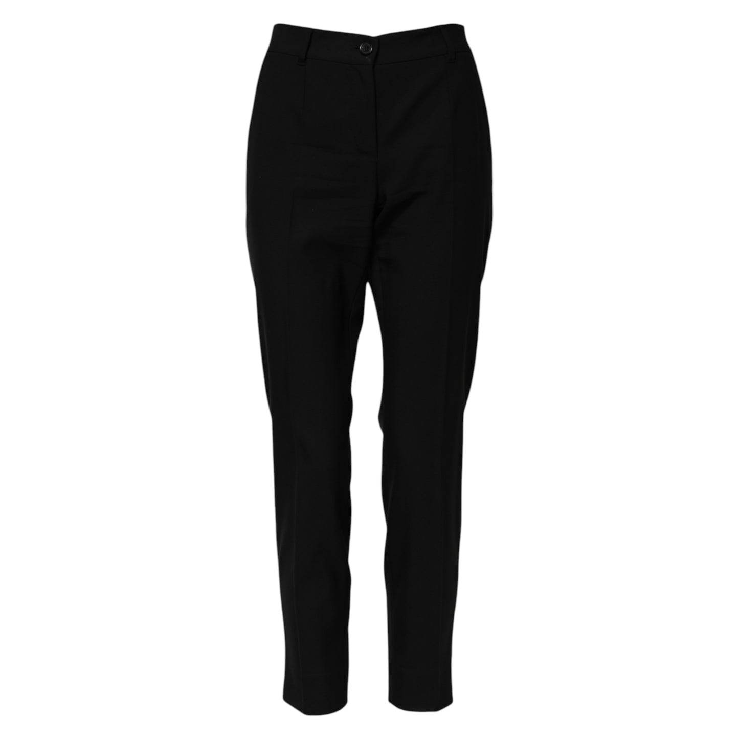 Pantalon fuselé taille haute en laine noire Dolce & Gabbana