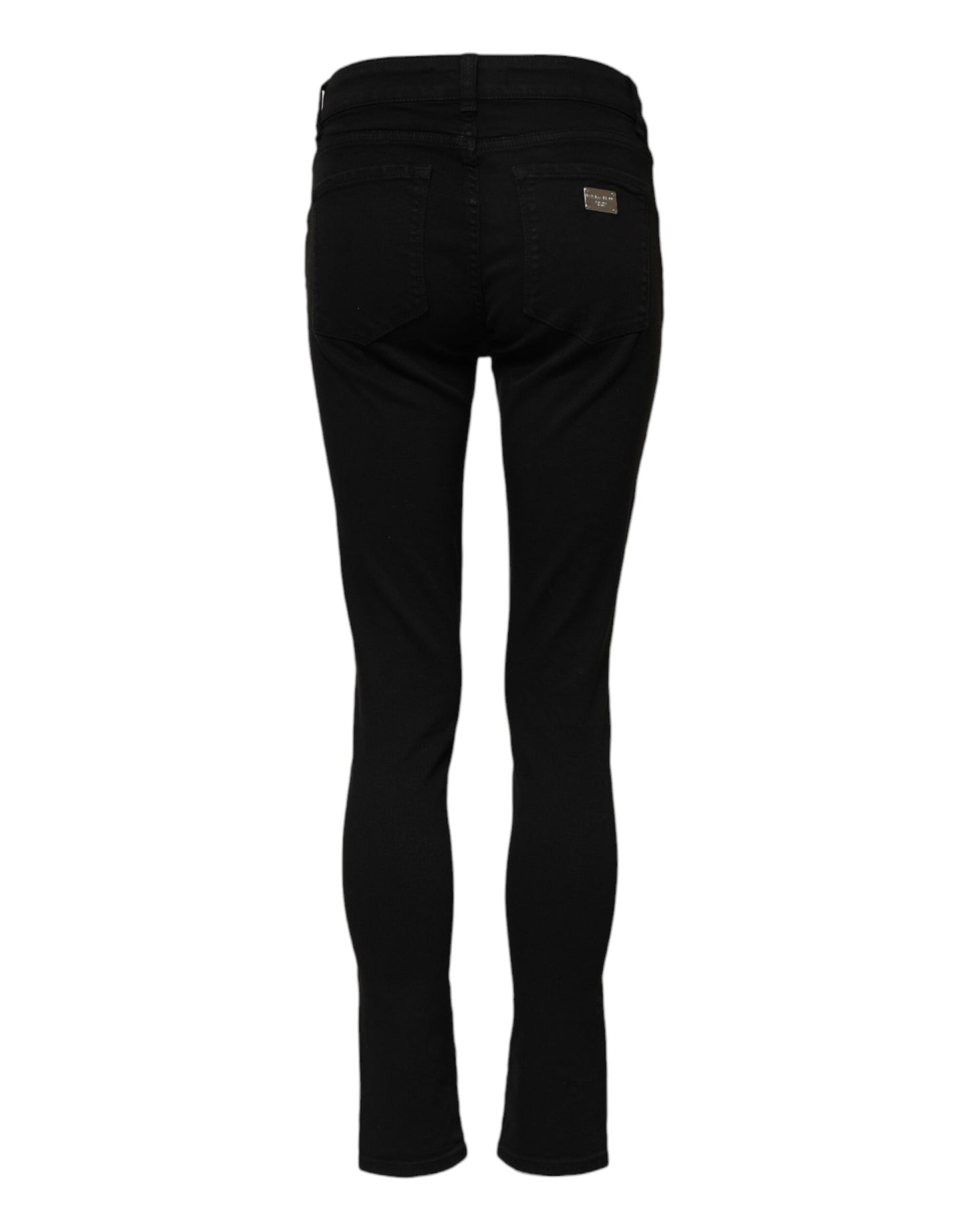 Jean skinny taille moyenne en coton noir Dolce & Gabbana
