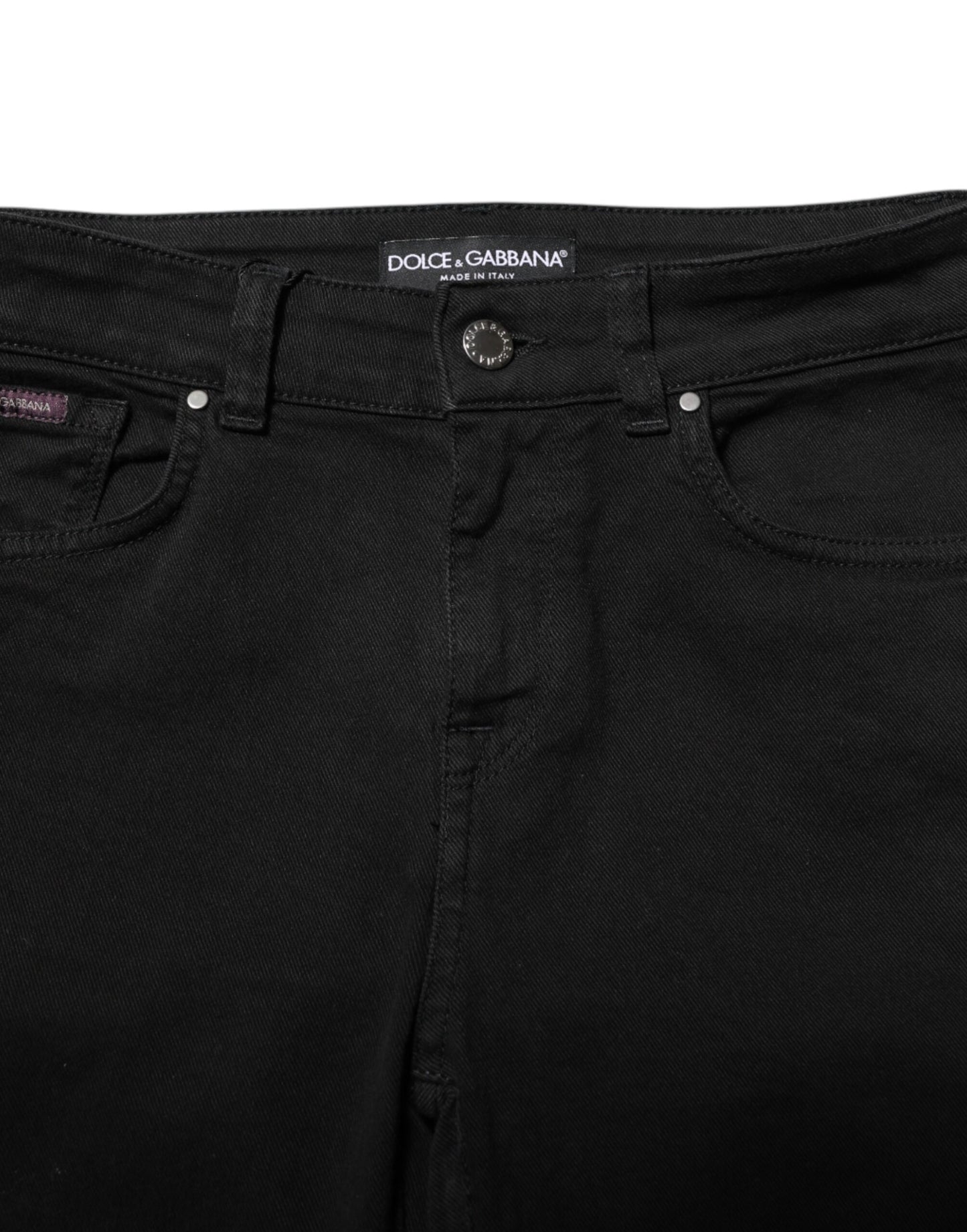 Jean skinny taille moyenne en coton noir Dolce & Gabbana