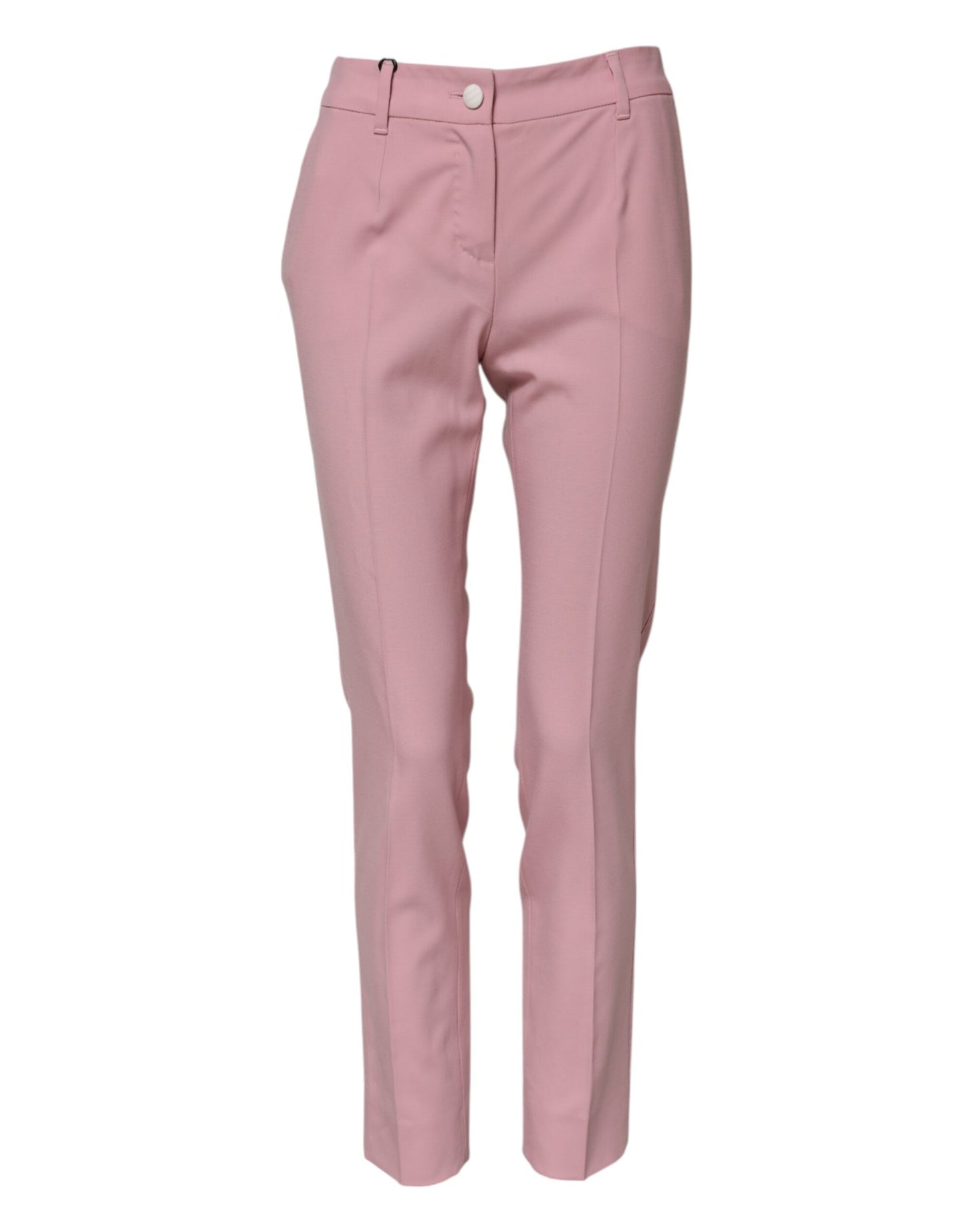 Pantalon fuselé taille haute en laine rose Dolce & Gabbana