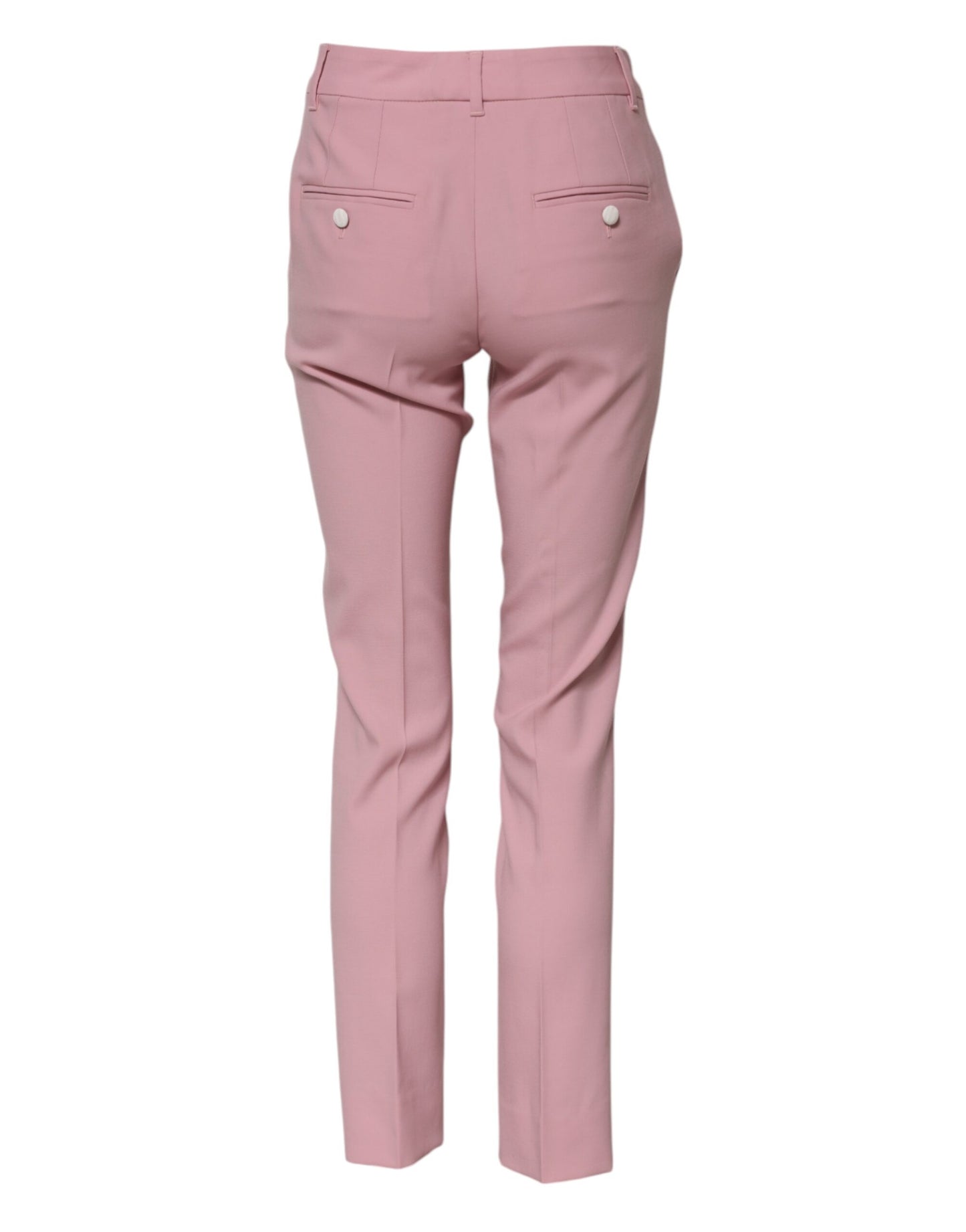 Pantalon fuselé taille haute en laine rose Dolce & Gabbana