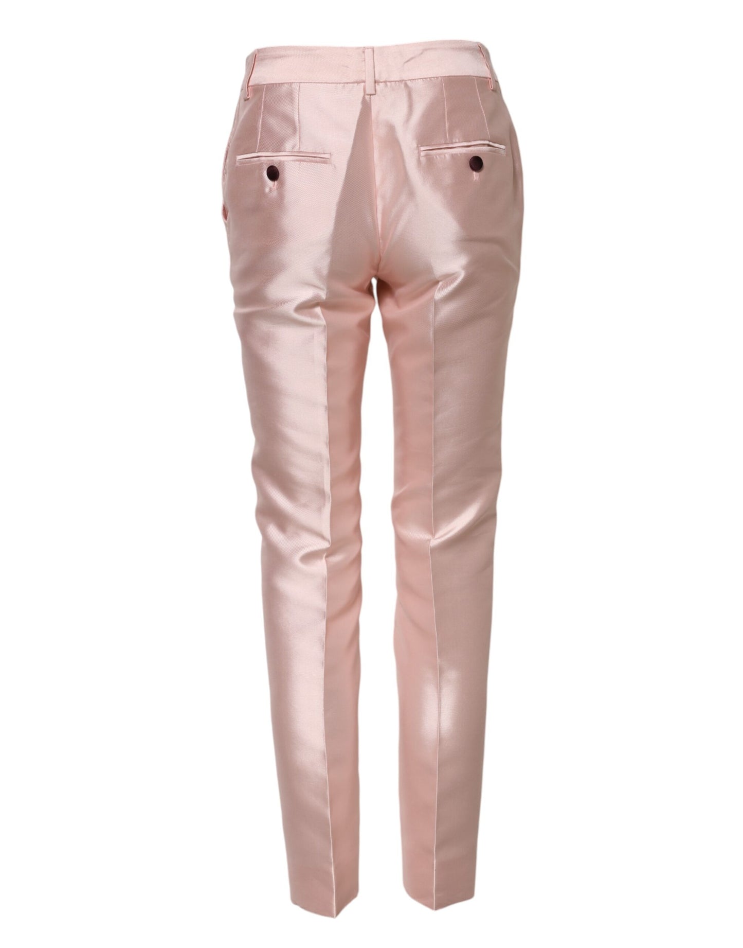 Pantalon fuselé taille haute en satin rose Dolce & Gabbana