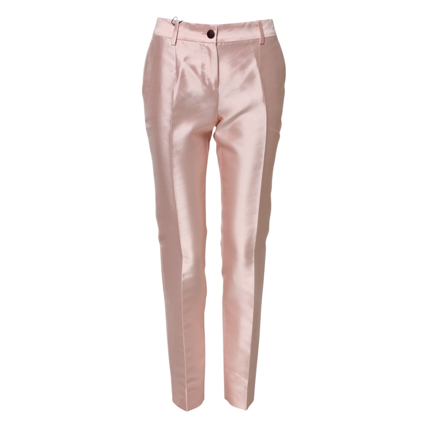 Pantalon fuselé taille haute en satin rose Dolce & Gabbana