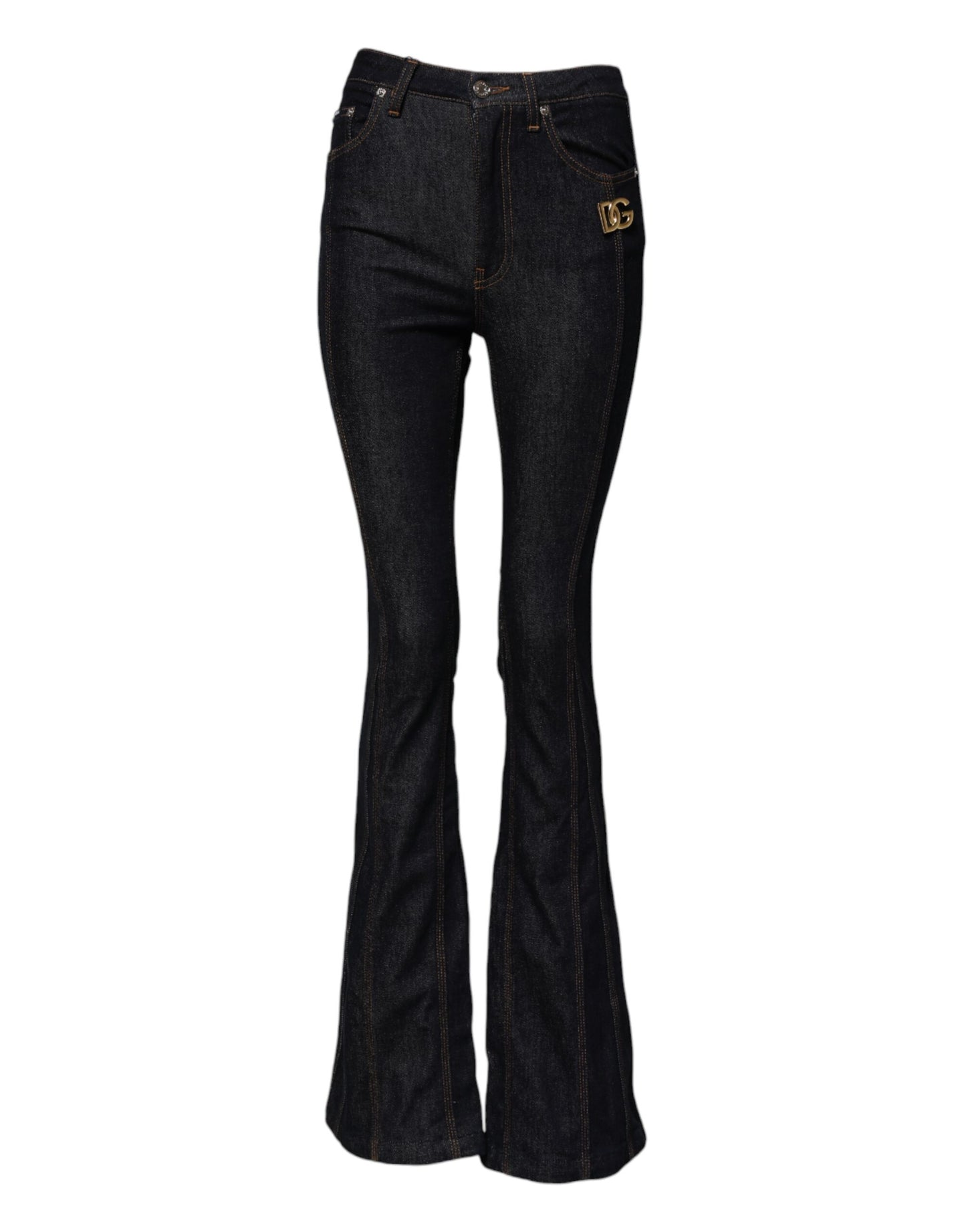 Jean bootcut taille moyenne en coton noir Dolce & Gabbana