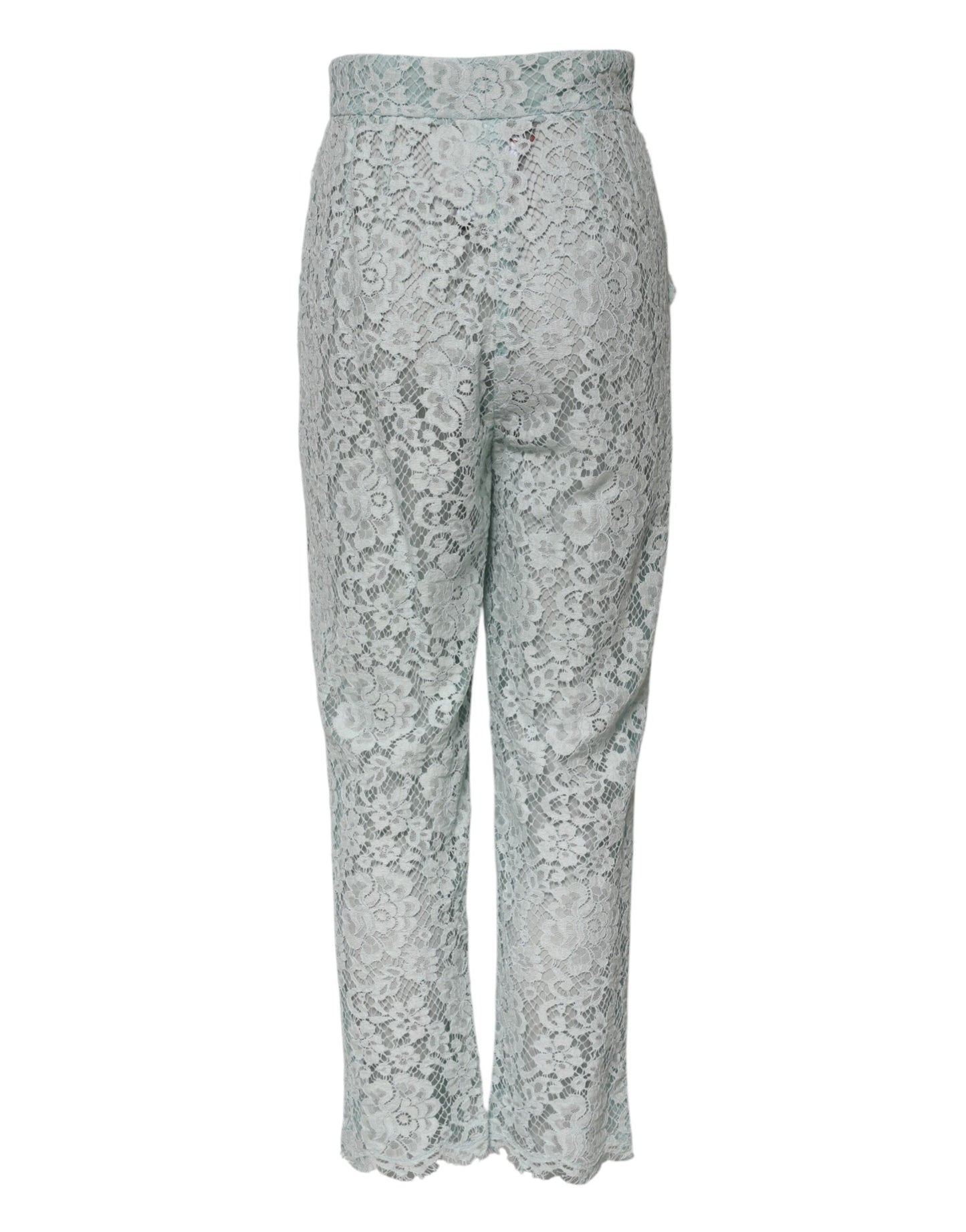 Pantalon en dentelle florale en coton vert menthe Dolce & Gabbana