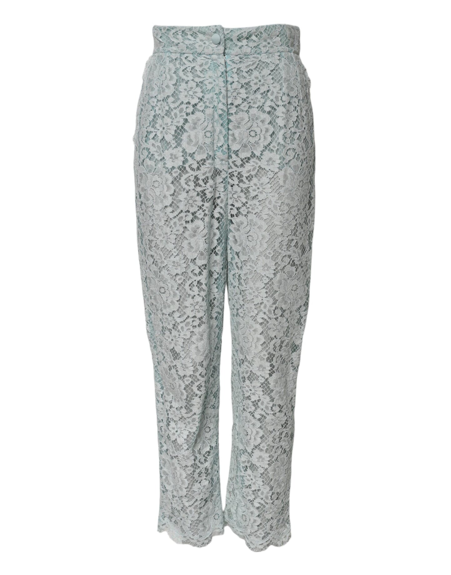 Pantalon en dentelle florale en coton vert menthe Dolce & Gabbana
