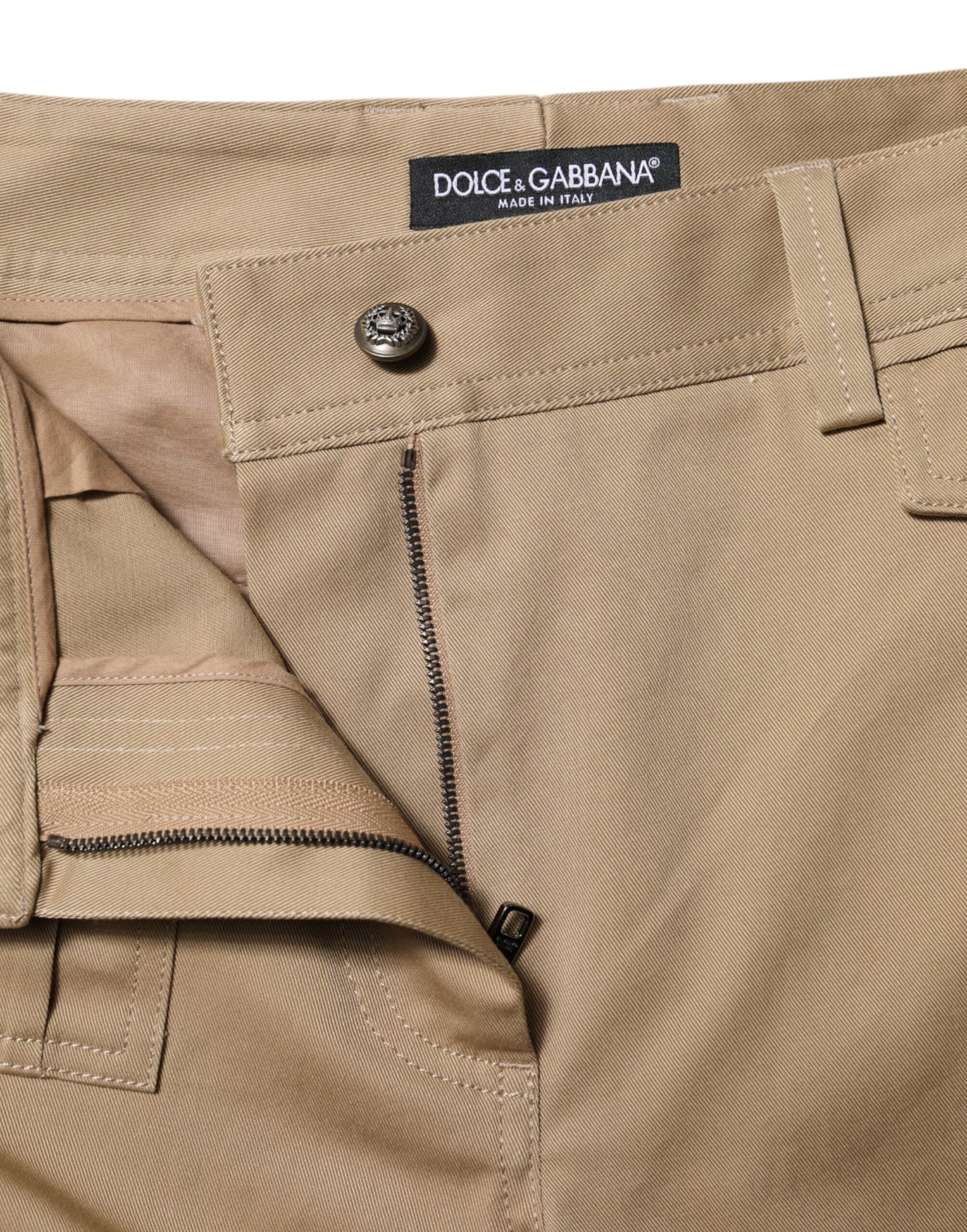Dolce & Gabbana Beige Mid Waist Cargo Tapered Pants