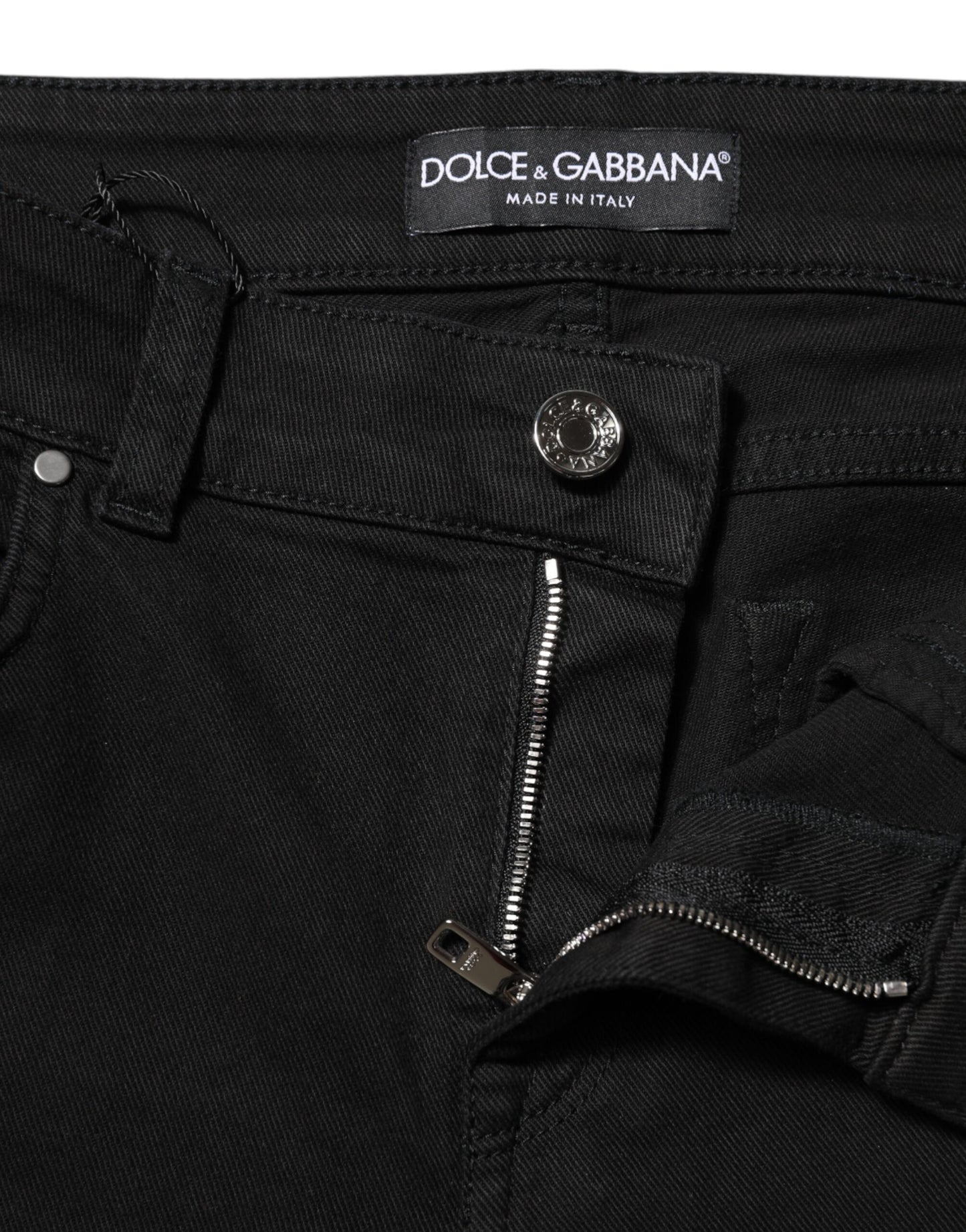 Jean skinny taille moyenne en coton noir Dolce & Gabbana