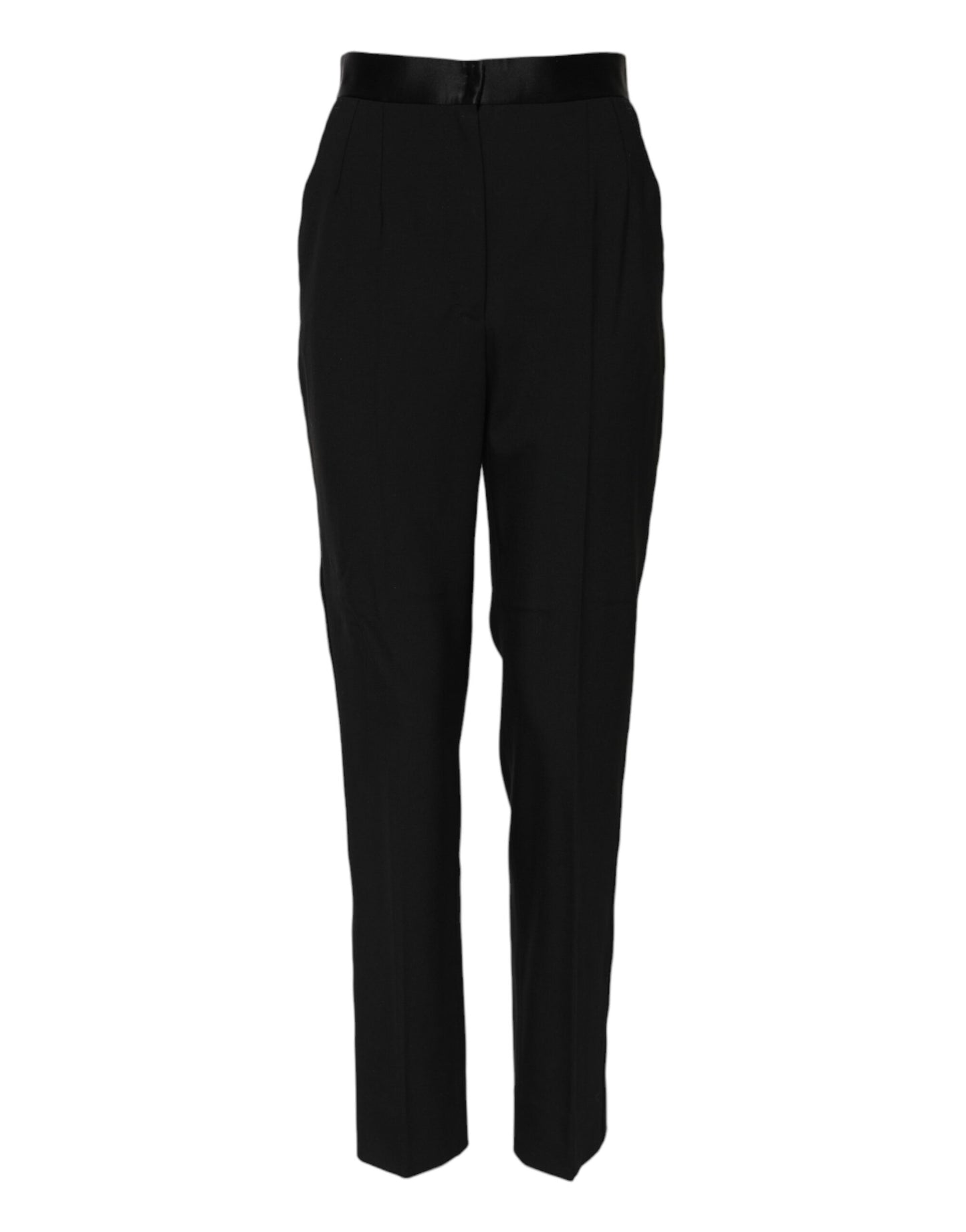Pantalon fuselé taille haute en laine noire Dolce & Gabbana