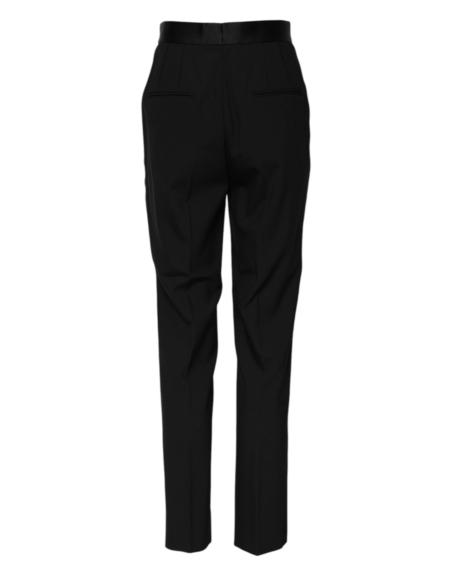 Pantalon fuselé taille haute en laine noire Dolce & Gabbana