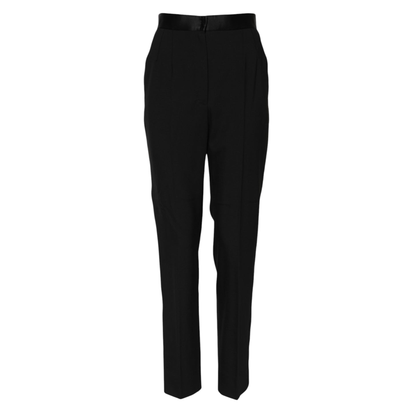 Pantalon fuselé taille haute en laine noire Dolce & Gabbana