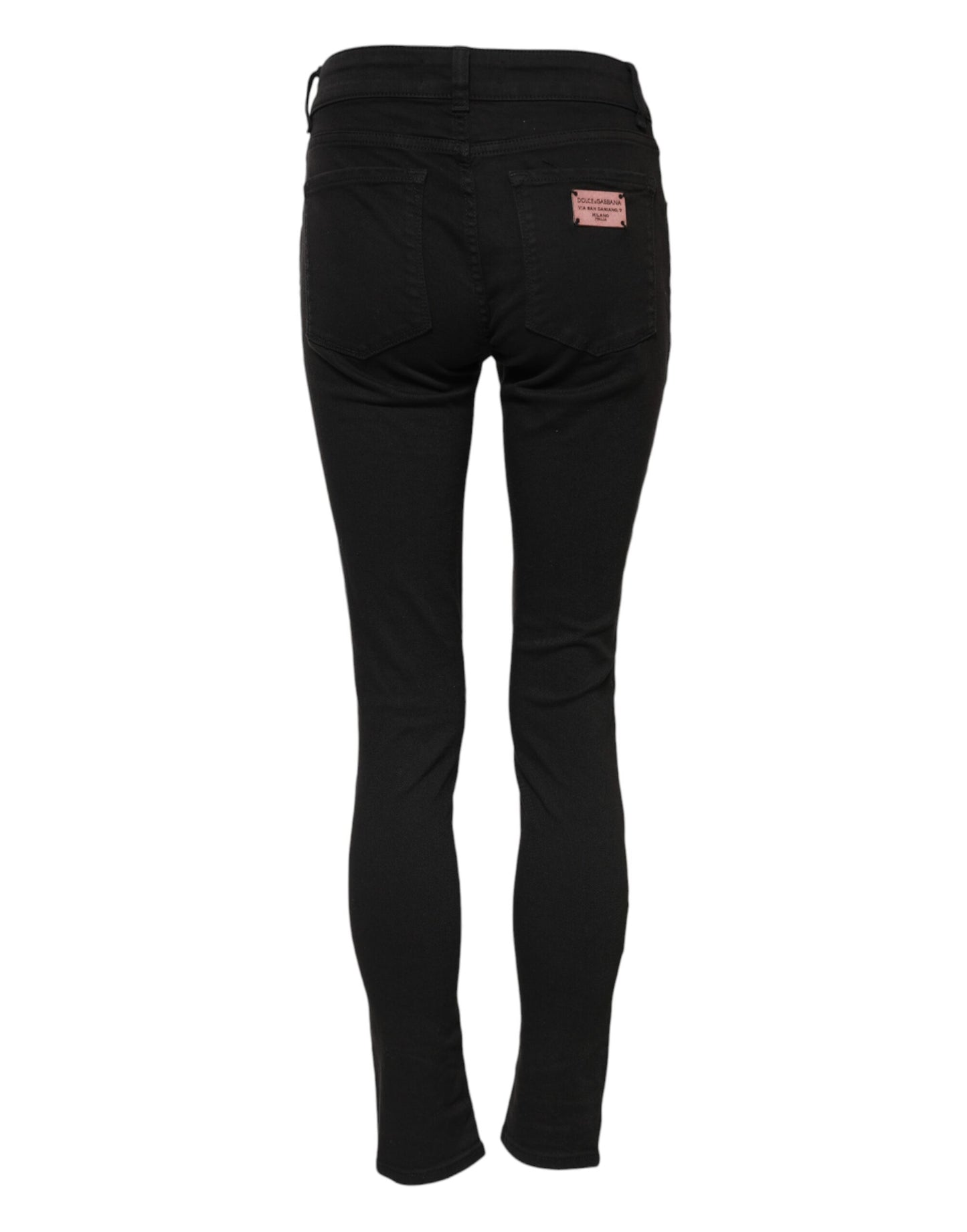 Jean skinny taille moyenne en coton noir Dolce & Gabbana