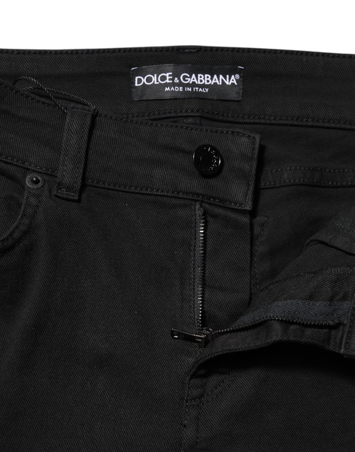 Jean skinny taille moyenne en coton noir Dolce & Gabbana