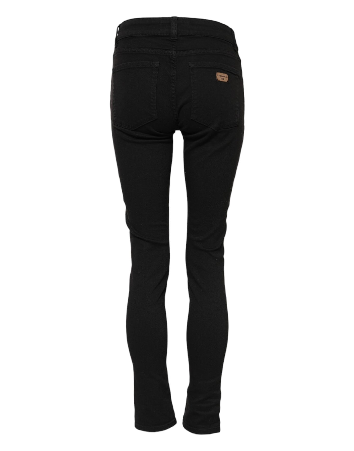 Jean skinny taille moyenne en coton noir Dolce & Gabbana