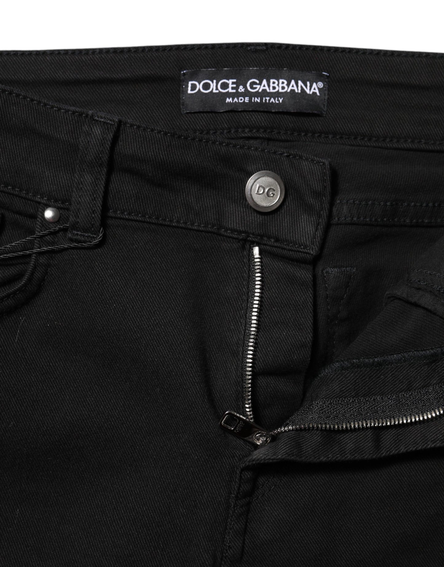 Jean skinny taille moyenne en coton noir Dolce & Gabbana