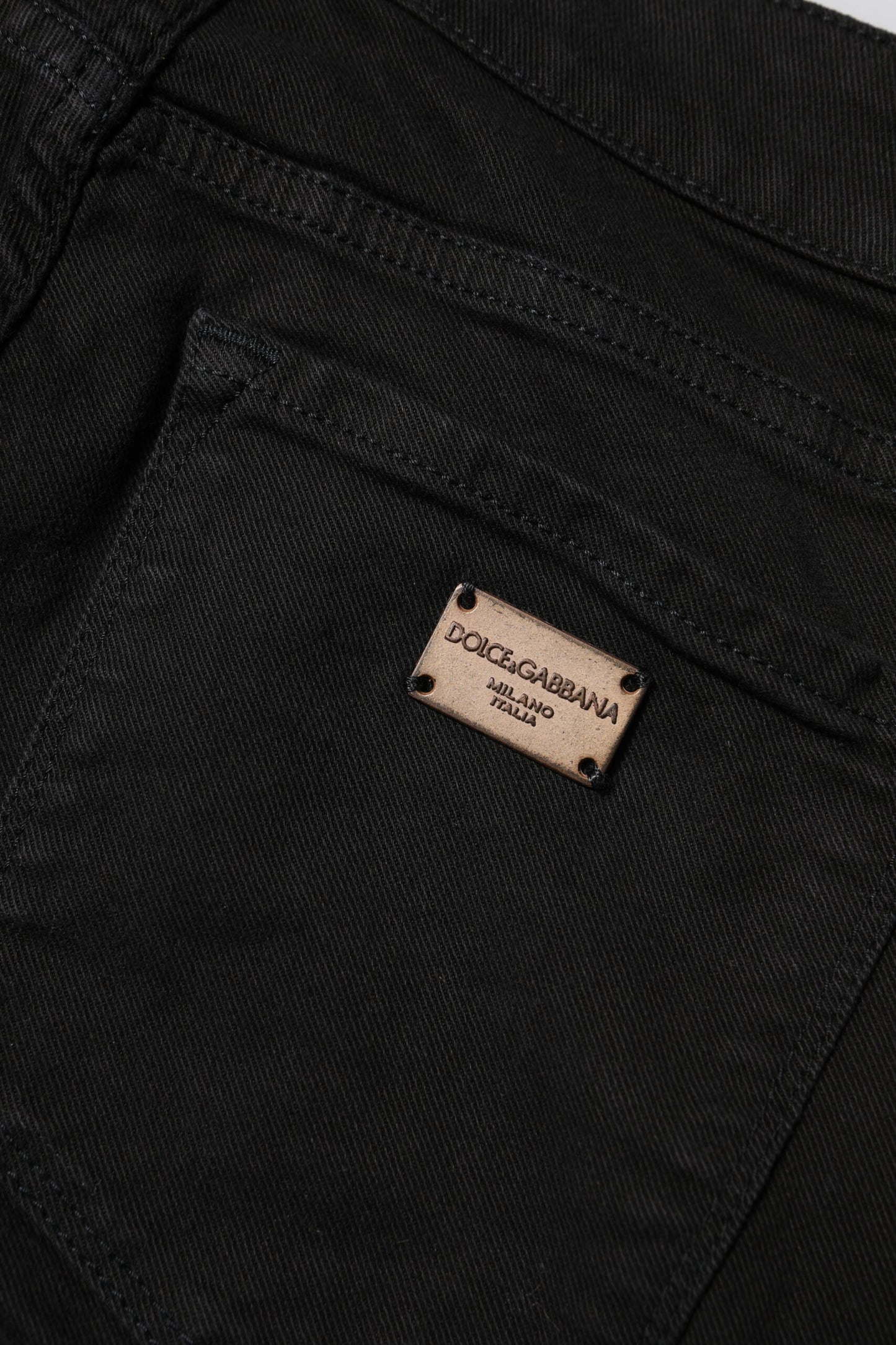 Jean skinny taille moyenne en coton noir Dolce & Gabbana