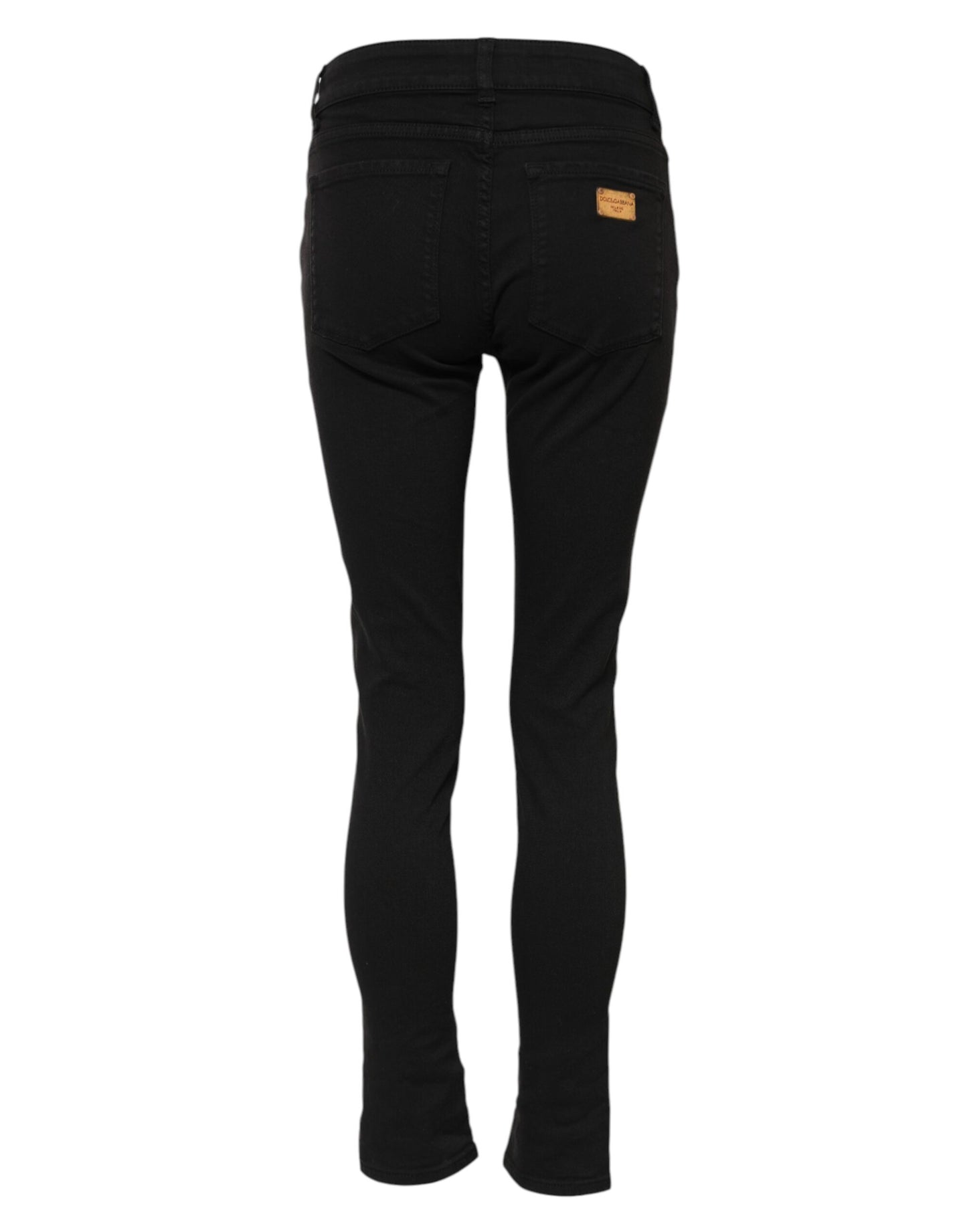 Jean skinny taille moyenne en coton noir Dolce & Gabbana