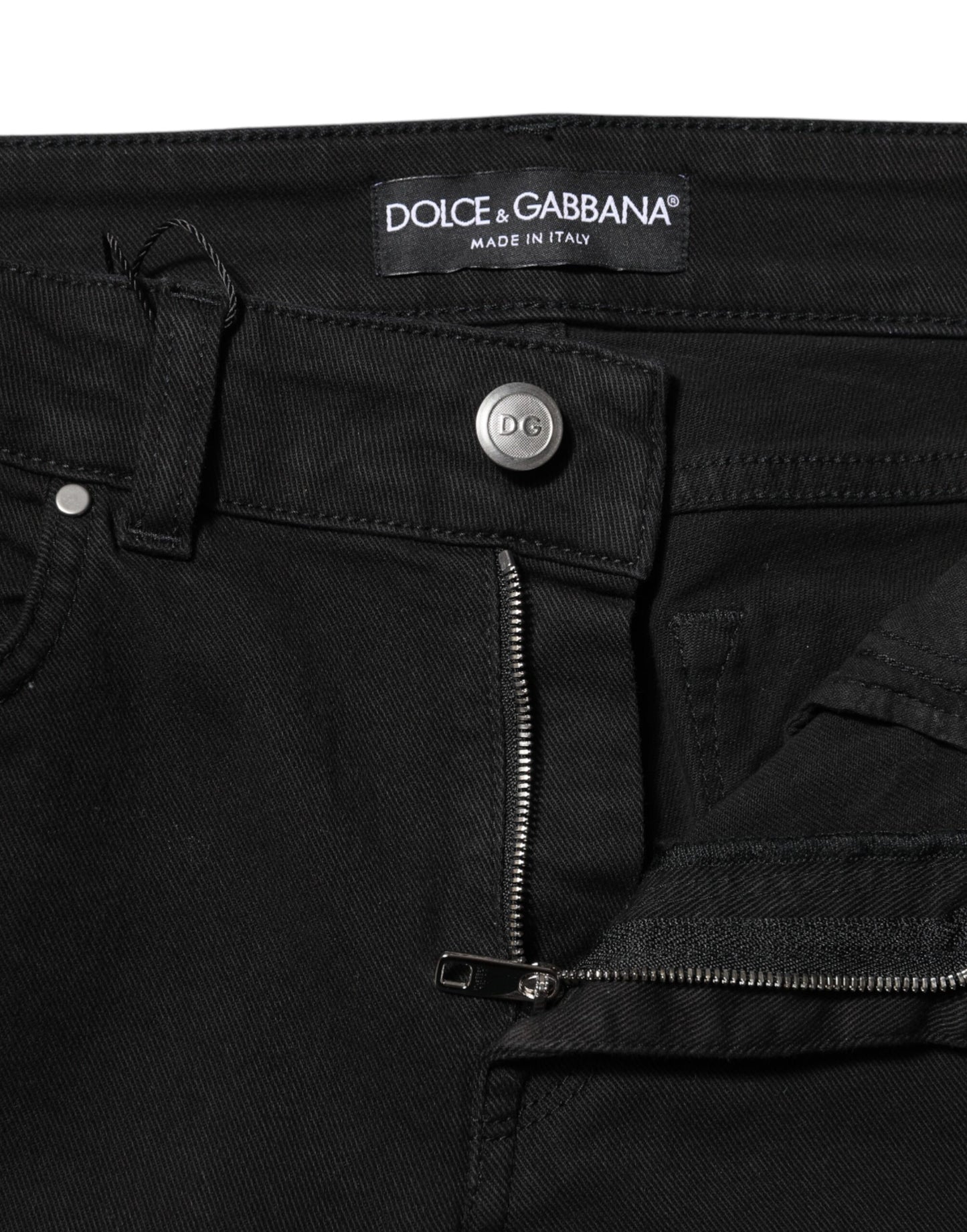 Jean skinny taille moyenne en coton noir Dolce & Gabbana