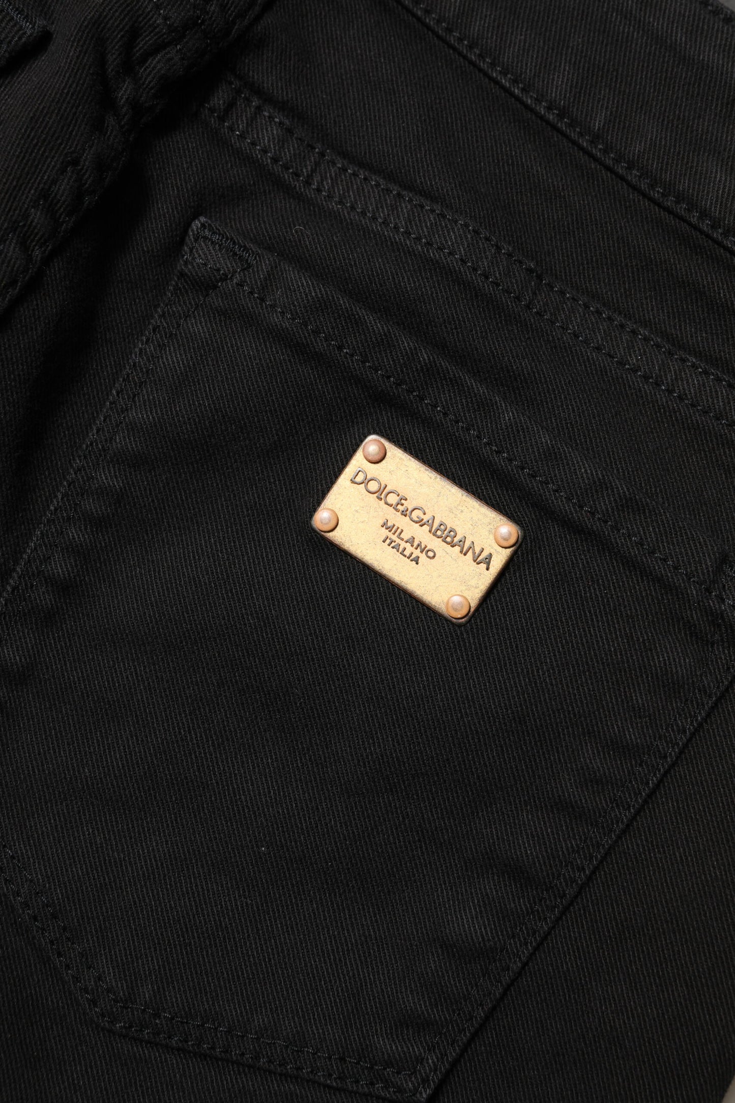 Jean skinny taille moyenne en coton noir Dolce & Gabbana