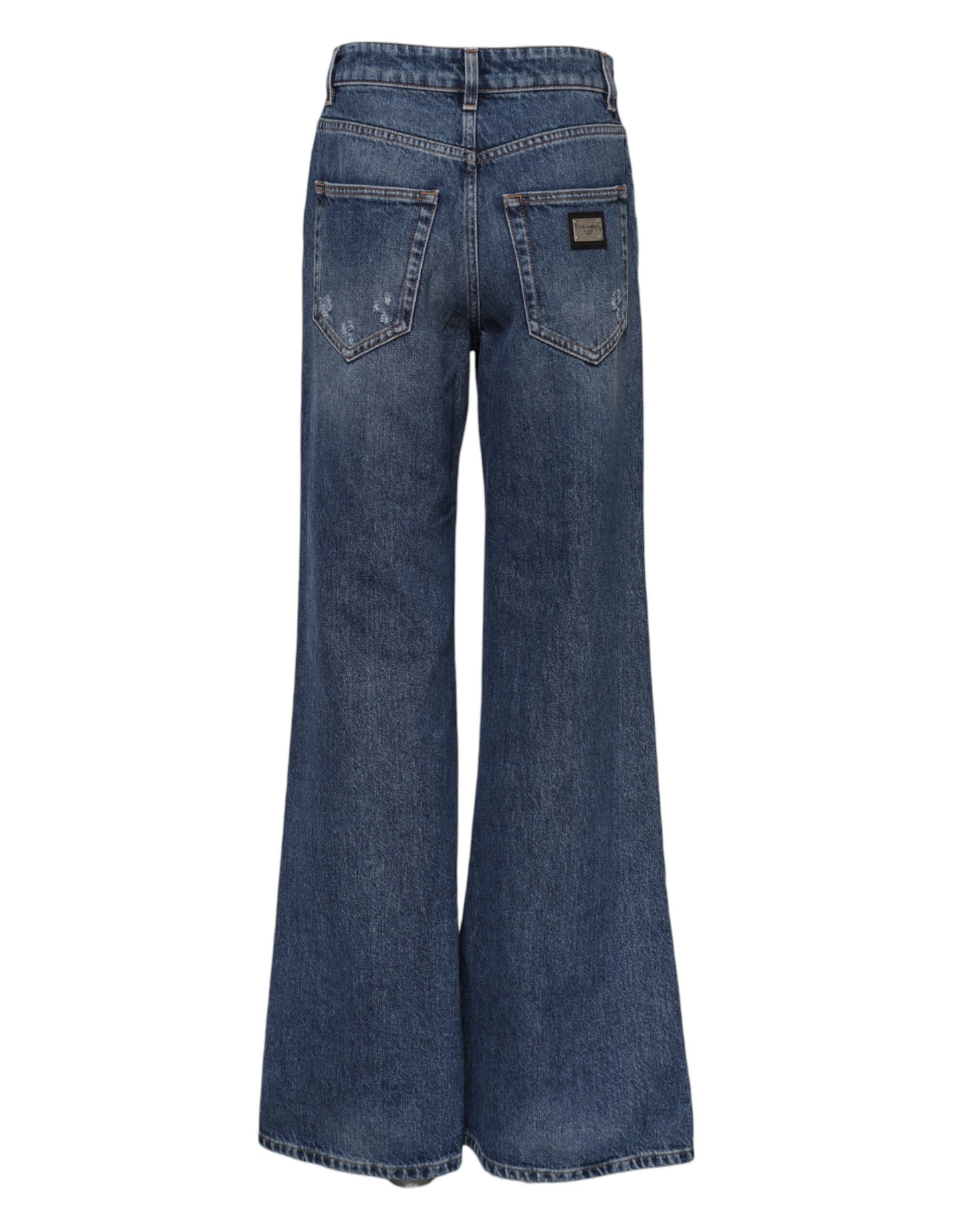 Jean large en denim déchiré bleu en coton Dolce & Gabbana