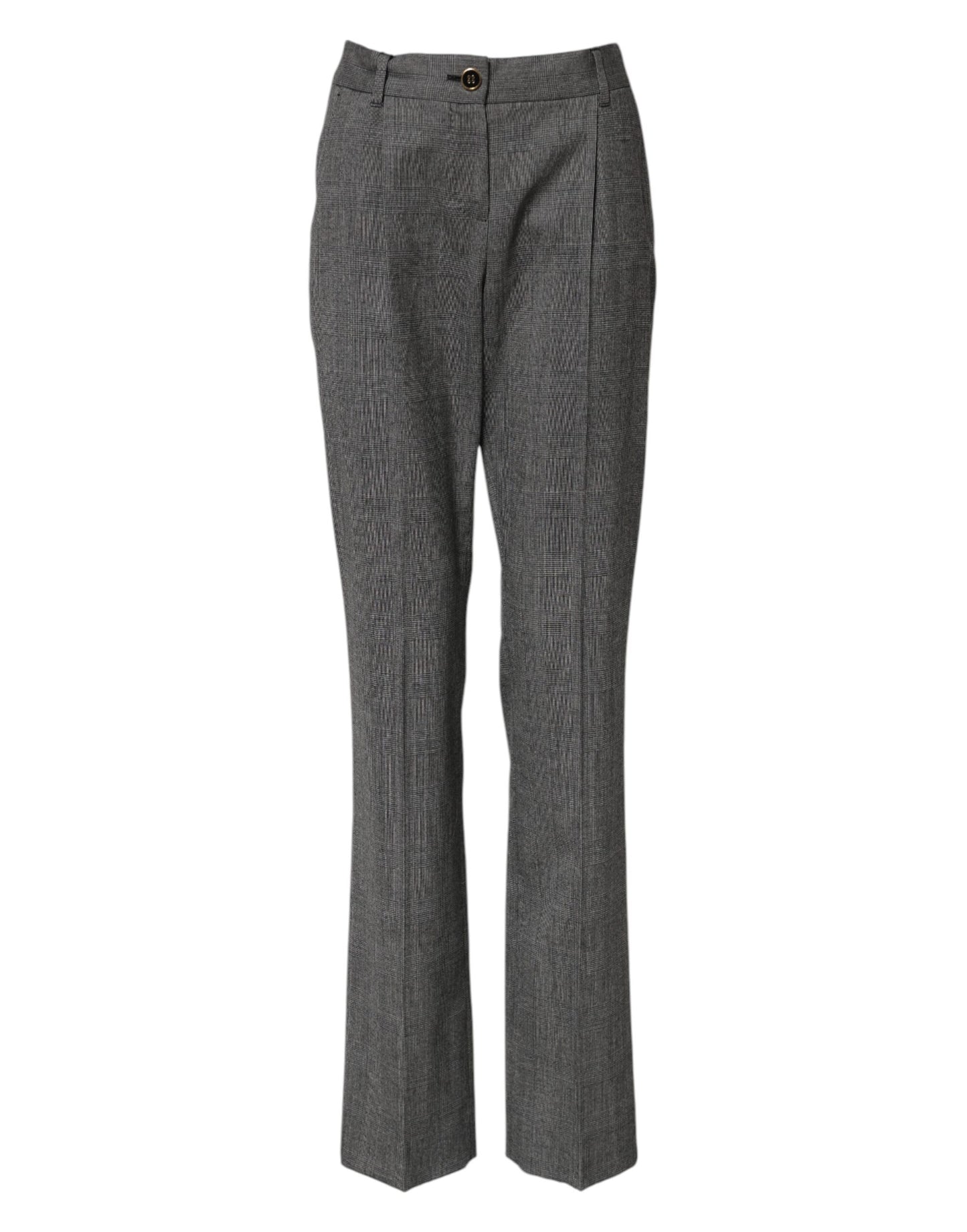 Pantalon évasé taille haute à carreaux gris Dolce & Gabbana